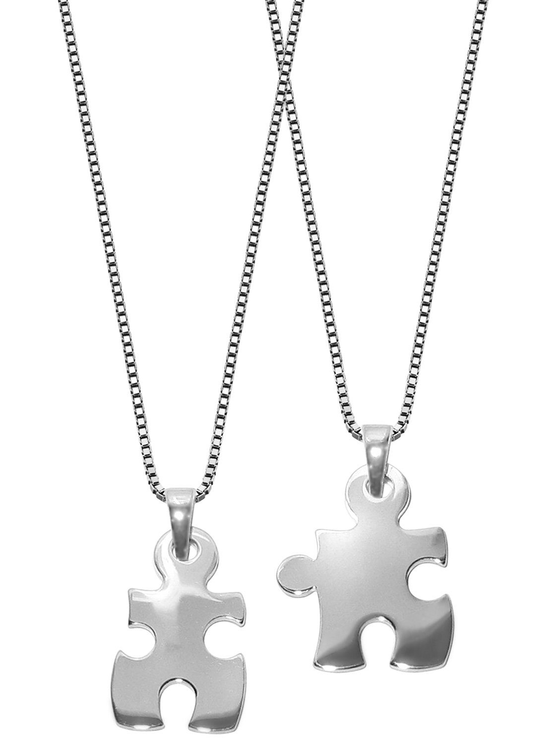 925 trendor n Kette mit Silber 2 Anhänger Partner-Anhänger mit Puzzle