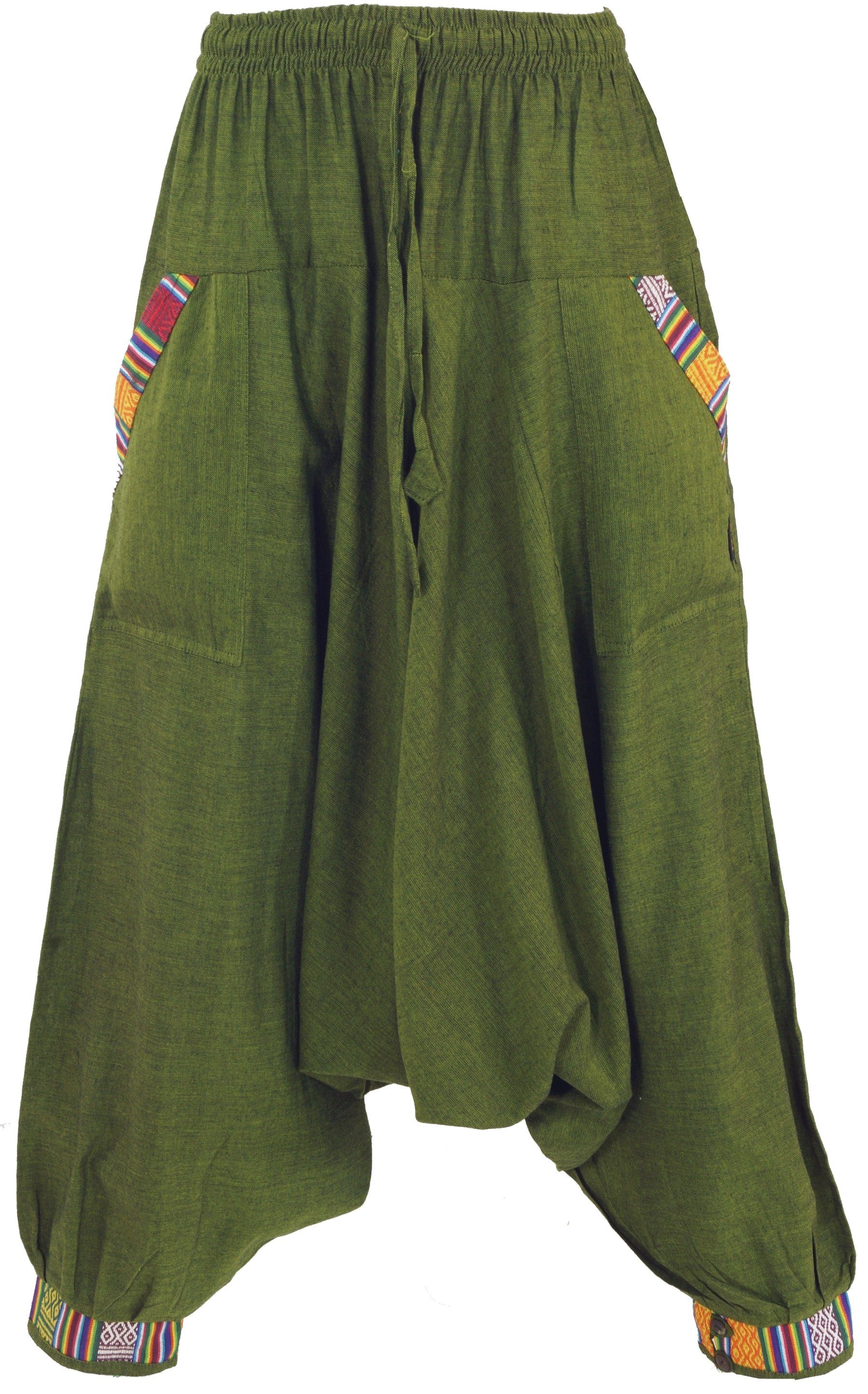 Nepali olivgrün - Ethno alternative Pluderhose, Aladinhose Style, Guru-Shop Bekleidung Relaxhose