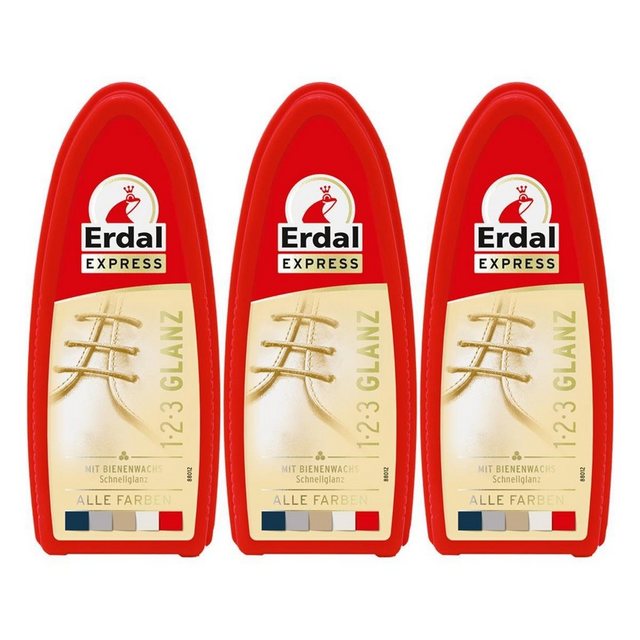 Erdal 3x Erdal Express 1-2-3 Glanz Farblos – Schwamm – mit Bienenwachs Reinigungstücher
