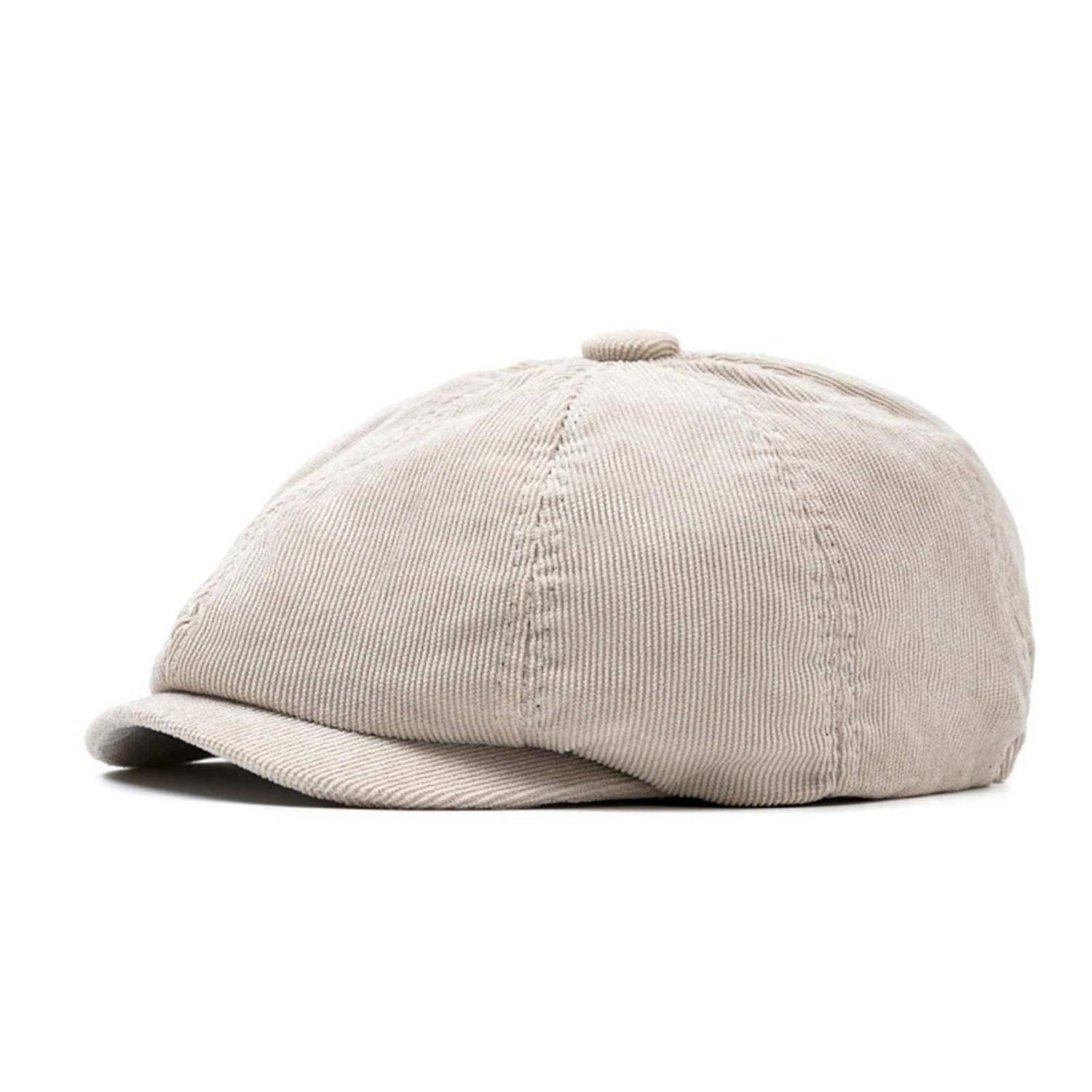 Flat Cap Schiebermütze Herren Kord 8 Panel Newsboy Einheitsgröße-M Beige