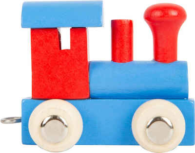 Small Foot Spielzeug-Zug Buchstabenzug Lokomotive, blau/rot, Holz, (Set, 1-tlg., 1), Einzigartiges Design, Made in Germany