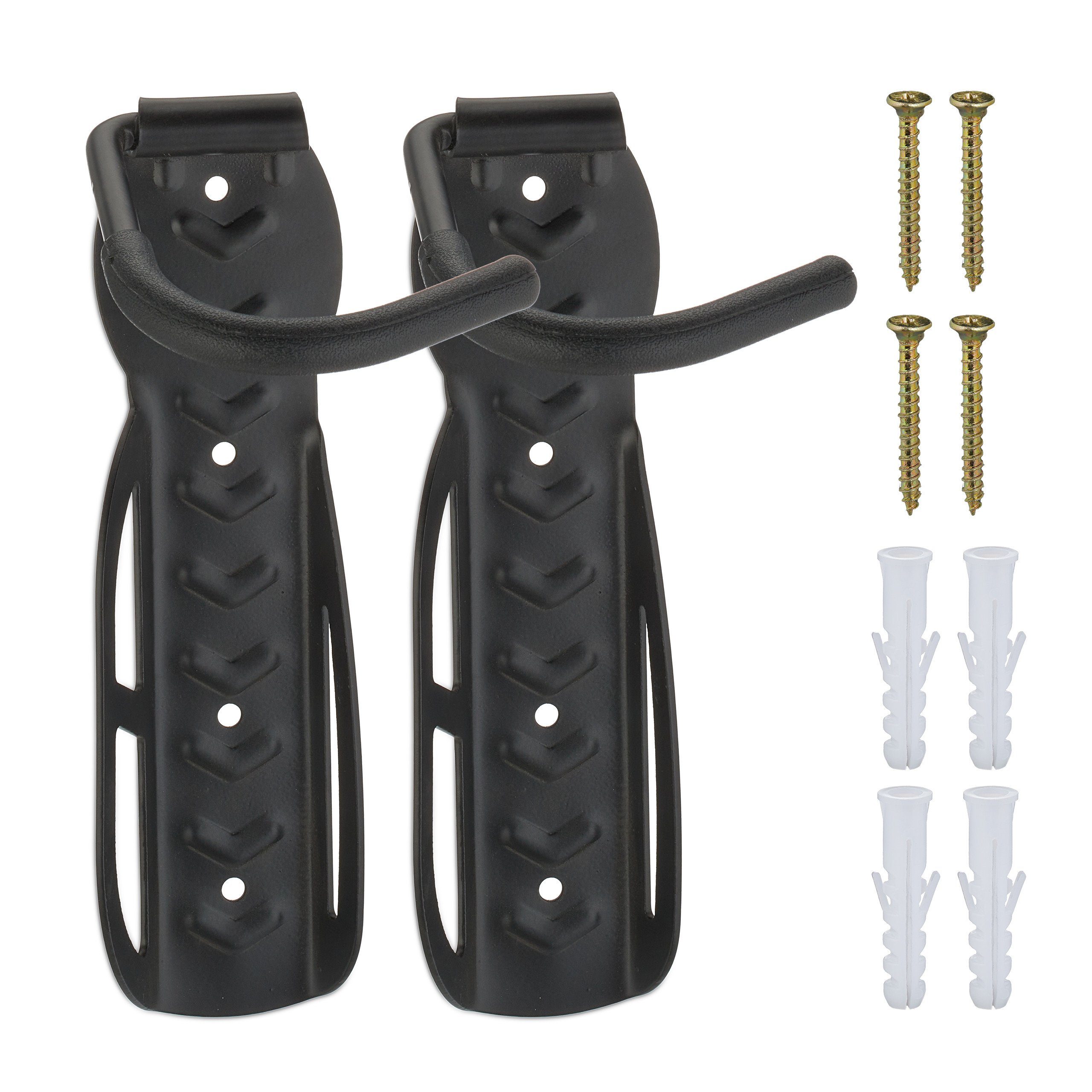 relaxdays Fahrradwandhalterung Schwarze Fahrrad Wandhalterung 2er Set