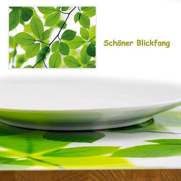 Platzset, Artipics Tischsets Buche Light Platzsets Abwaschbar Kunststoff 4 Stück je 42 x 30 cm Grüne Sommer Natur Tischdeko Für Küche, Essbereich, Gäste, Drinnen, Draußen, Artipics Tischkunst, (1-St)