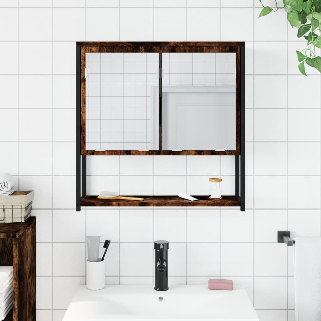 vidaXL Badezimmerspiegelschrank Bad-Spiegelschrank Räuchereiche 60x16x60 cm günstig online kaufen