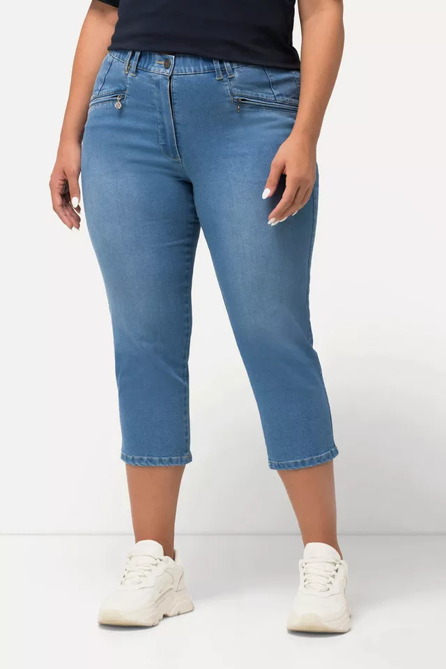 Ulla Popken 7/8-Hose 7/8-Jeans Mony Elastikbund Reißverschlusstaschen