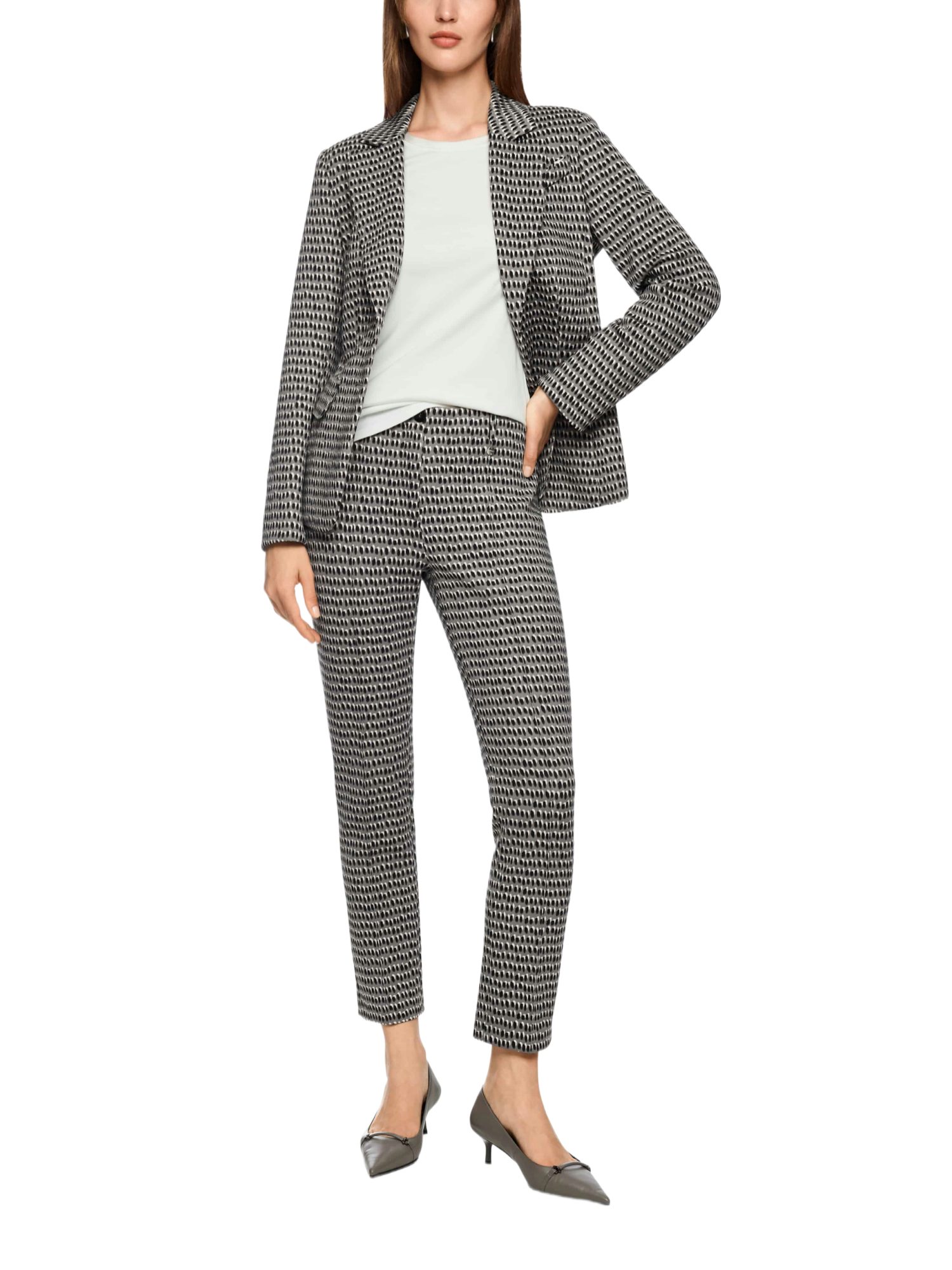 Marc Cain Stoffhose ZC.2 - D - City Tour grau, Casual, Polyester, Allover-Print, Slim Fit, Mittel