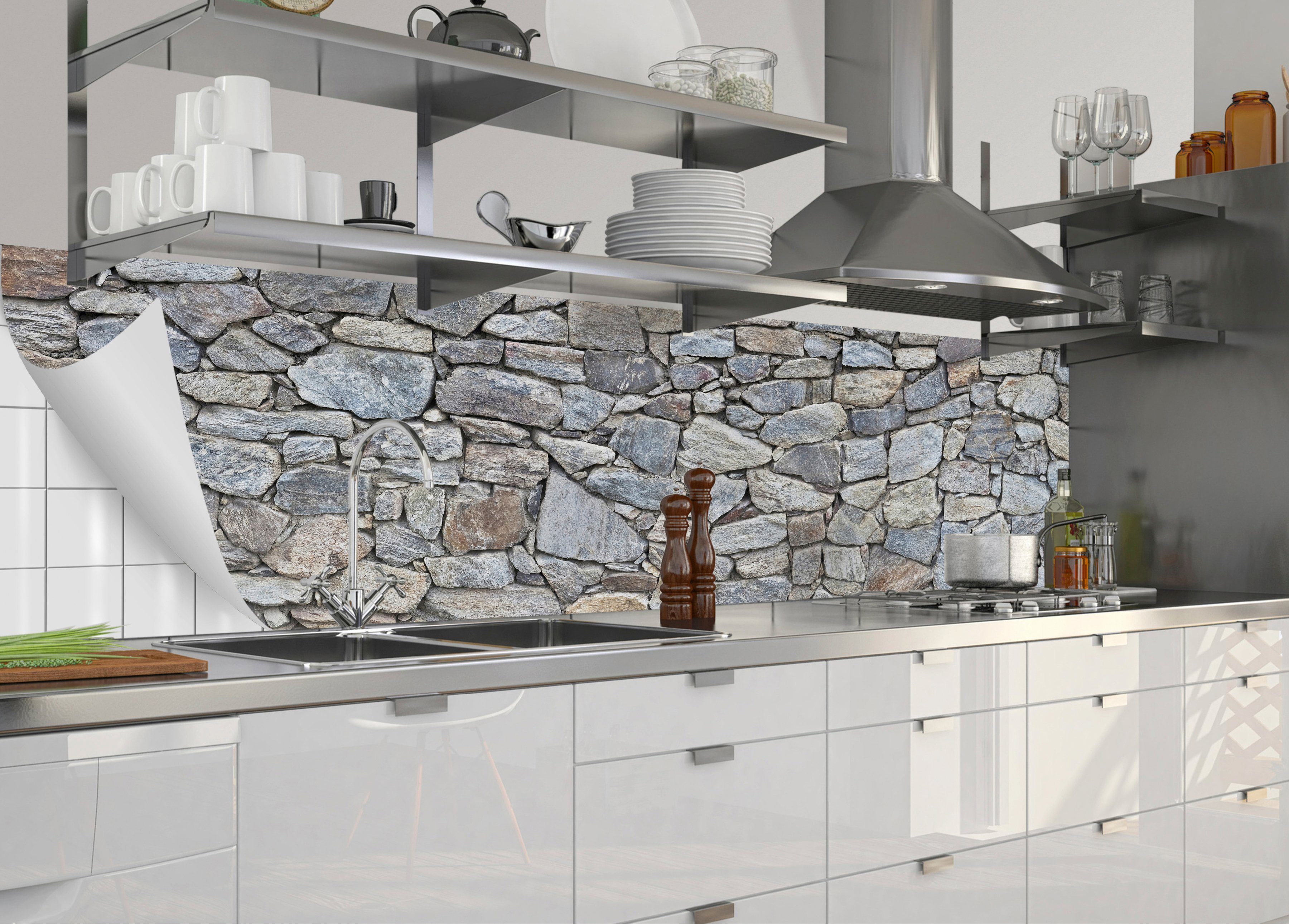 MySpotti Küchenrückwand-Folie selbstklebende Massiom, flexible und fixy Küchenrückwand
