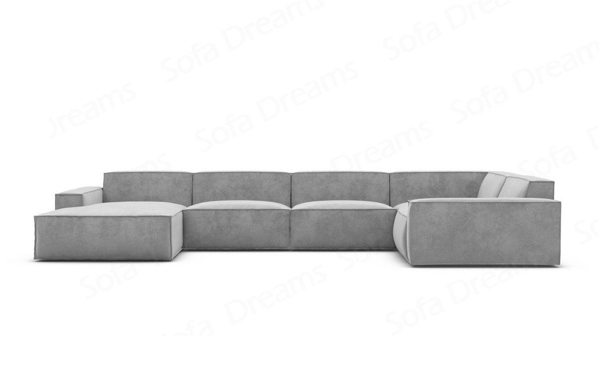 Sofa Dreams Wohnlandschaft Samtstoff Sofa Formenta Stoffsofa mane, U hellgrau84 Form Polster Couch Modern, Polstersofa Designer mit Loungesofa