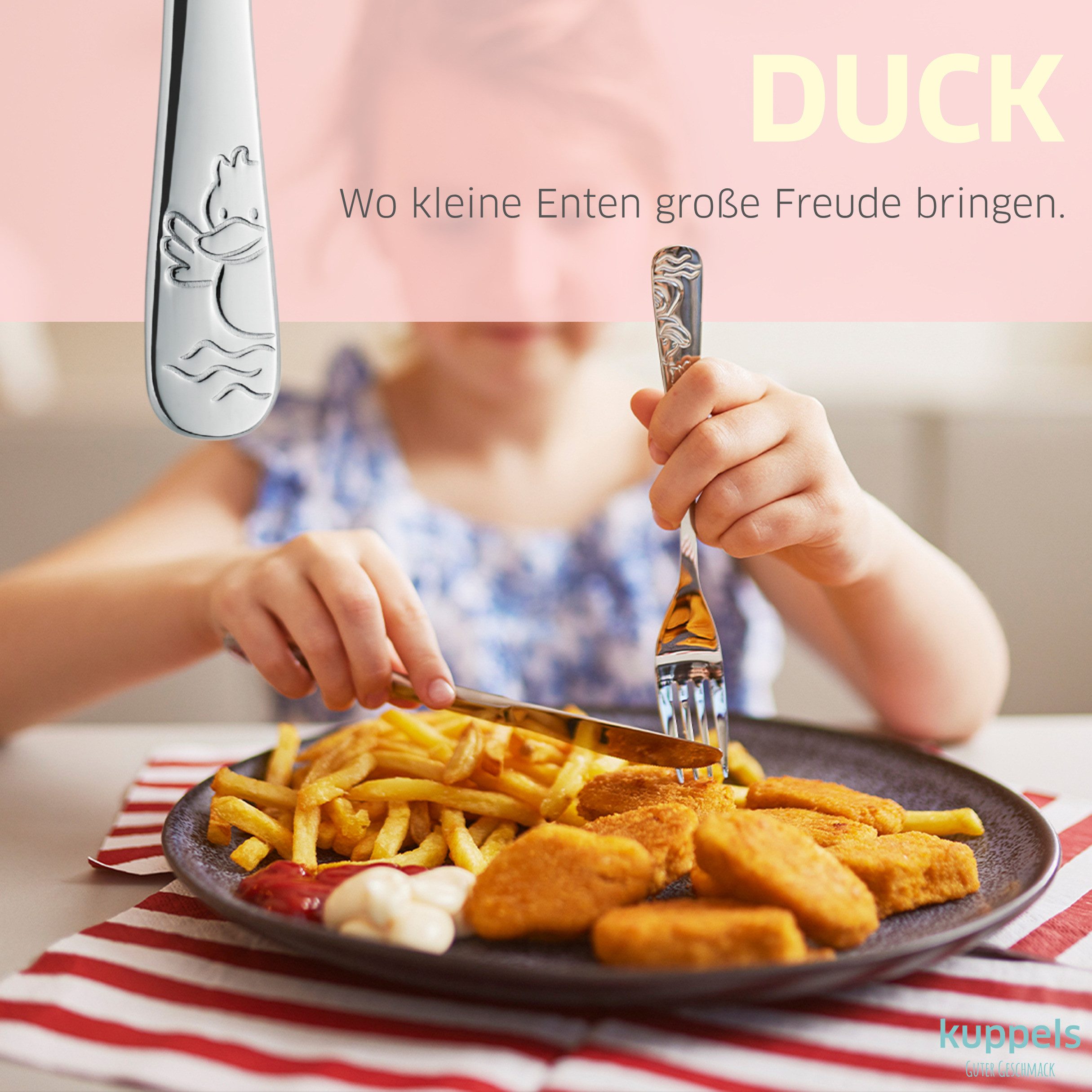 Kuppels Kinderbesteck DUCK (4-tlg), 1 Personen, 13/0 18/10, spülmaschinenfest, hochglanzpoliert