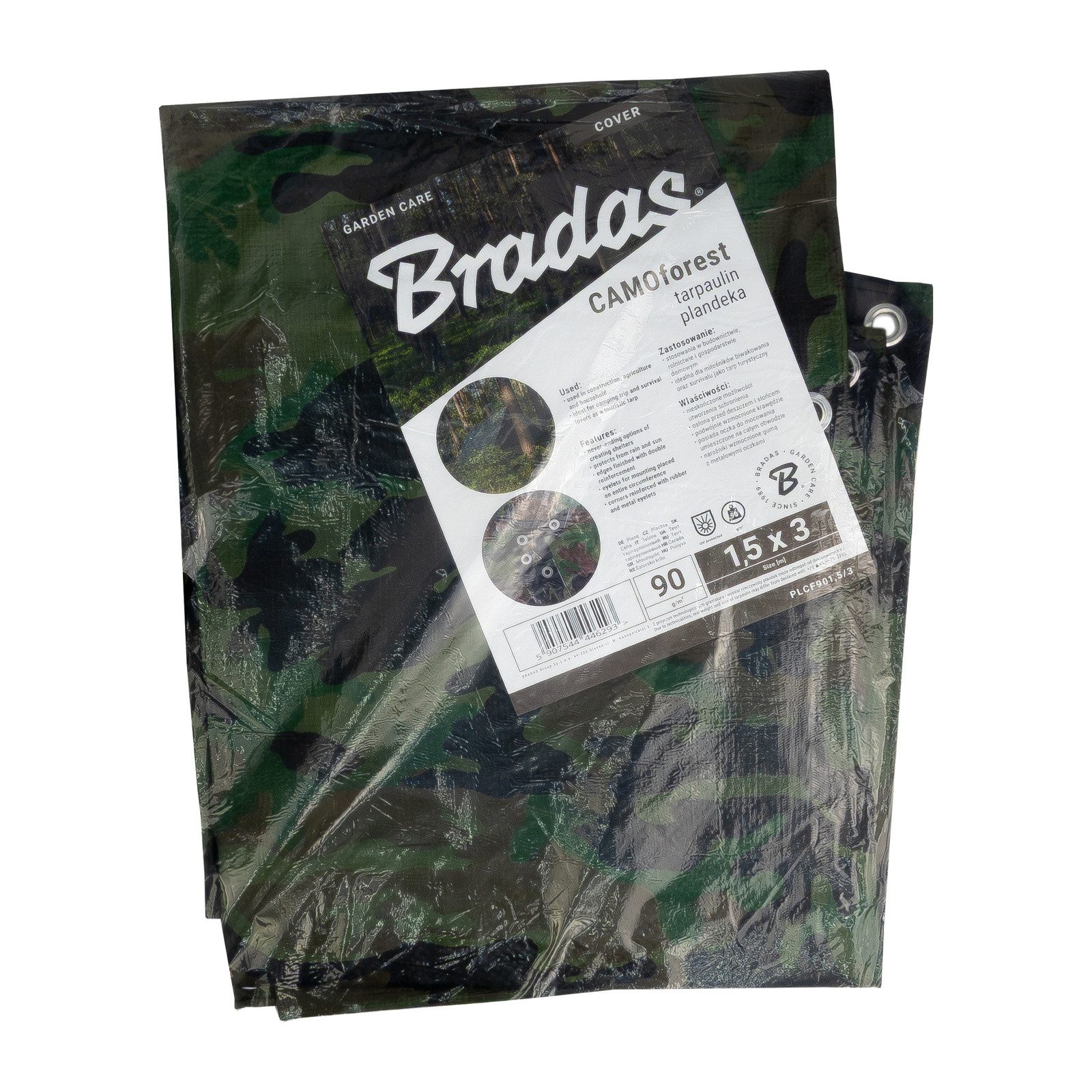 Bradas Sonnensegel Abdeckplane Camouflage 1,5x3m 90g/m^2 Bushcraft Gewebeplane Camping