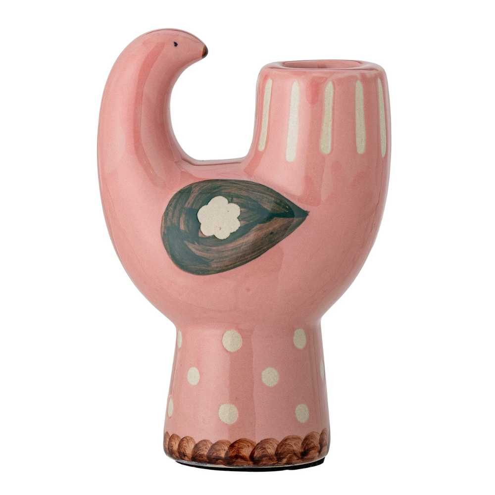 Kerzenhalter Bloomingville Kerzenhalter TRUDY Keramik Vogel Rosa 12x8 cm