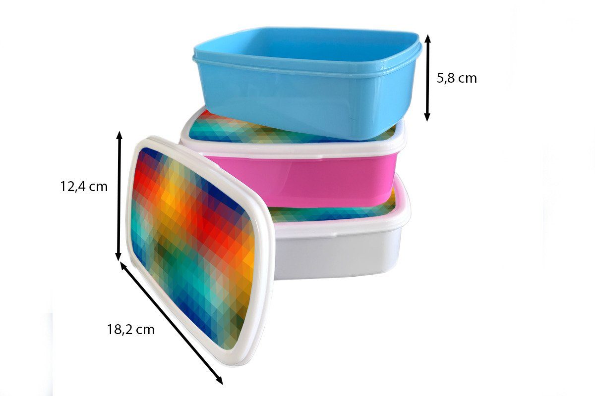 Brotdose Kinder, (2-tlg), Pixel, Snackbox, Mädchen, für - Kunststoff, - MuchoWow Erwachsene, Lunchbox Muster Brotbox rosa - Retro Kunststoff Design