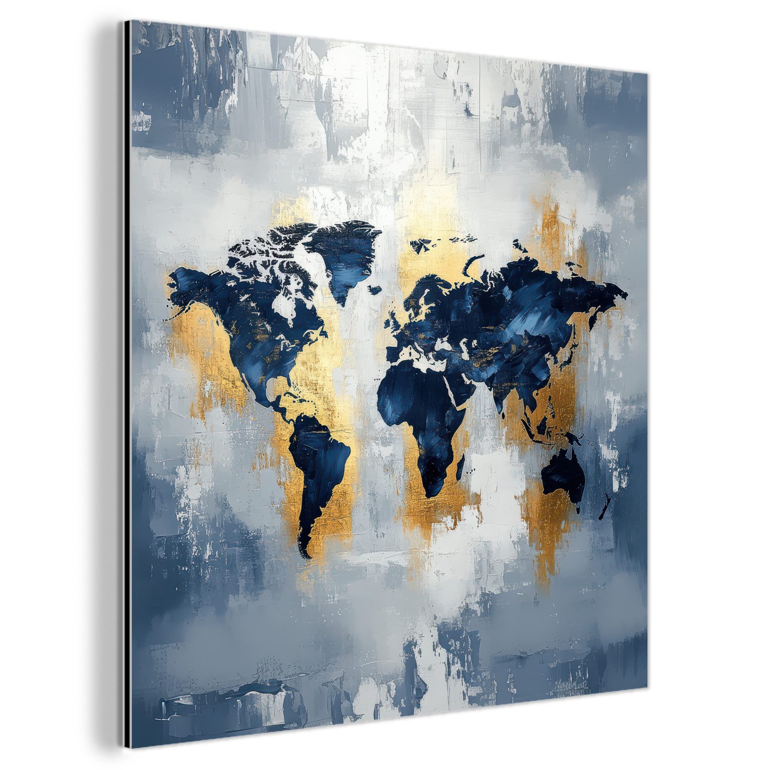 MuchoWow Metallbild Weltkarte - Blau - günstig online kaufen