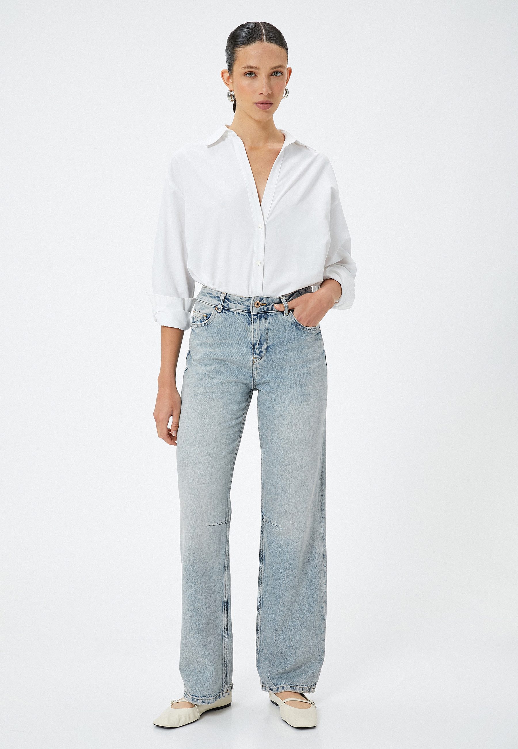 Koton Straight-Jeans Denim Longer Straight Straight-Jeans
