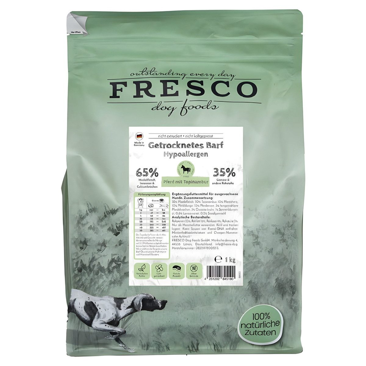 Fresco TrockenBarf Hypoallergen-Menü Pferd mit Topinambur 1 kg, für: Hund