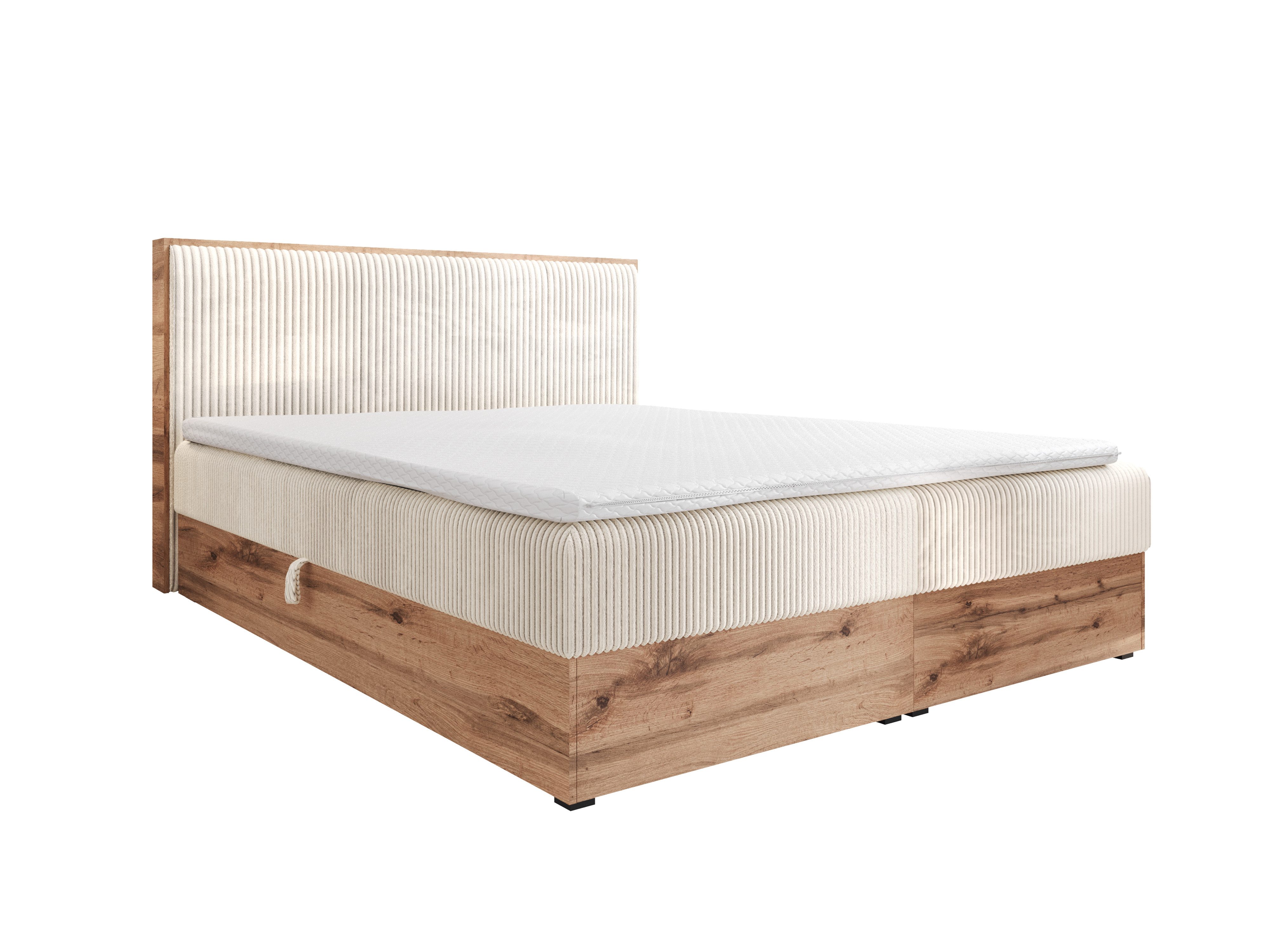 AN-MOEBEL4U Boxspringbett Boxspringbett TESSA in Stoff Cord, hochwertiger Topper aus hochelastischem Schaumstoff