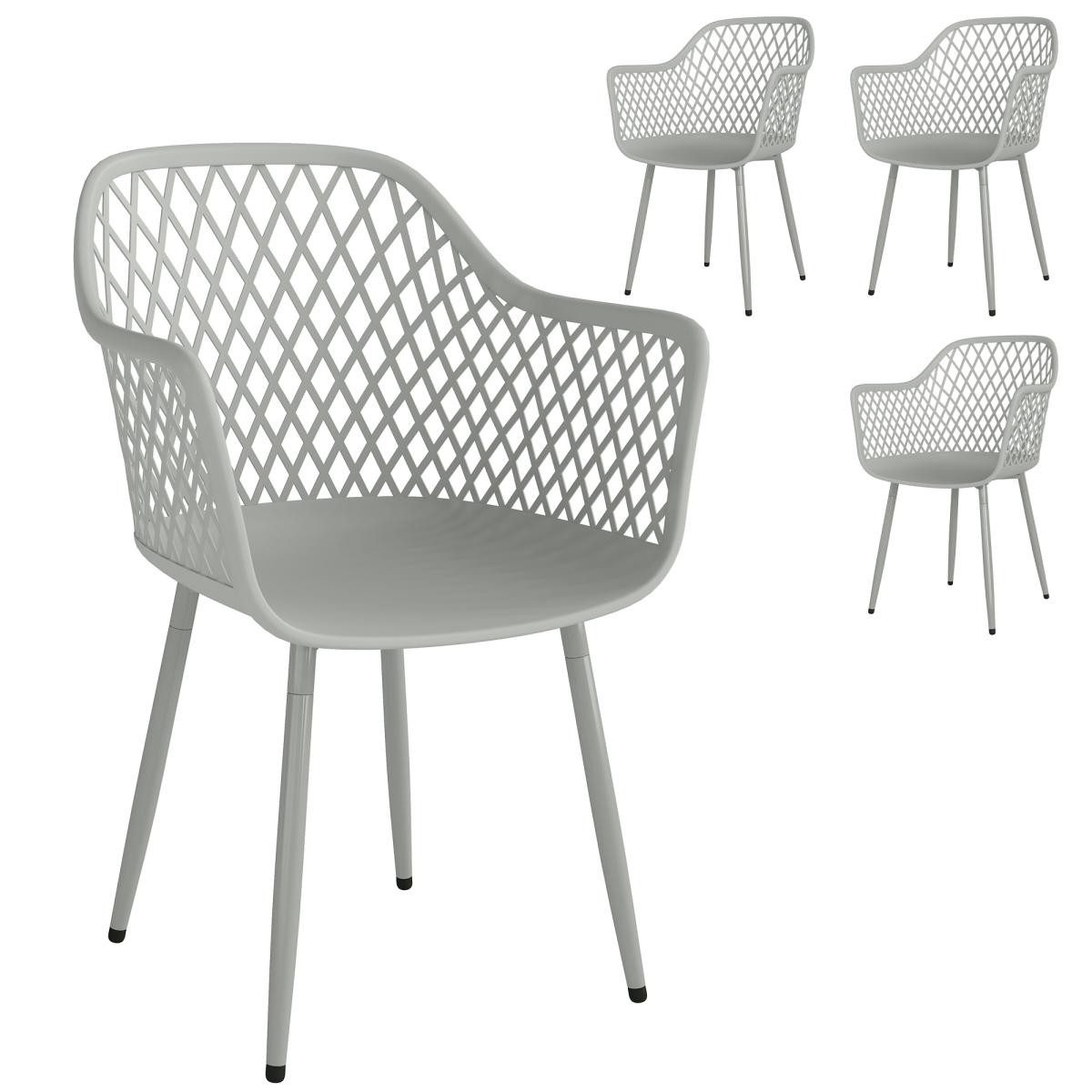 FELIXLEO Barhocker Gartenstuhl 4er Set UV Kunststoff Rückenlehne Grau 56 x 51 x 84 cm