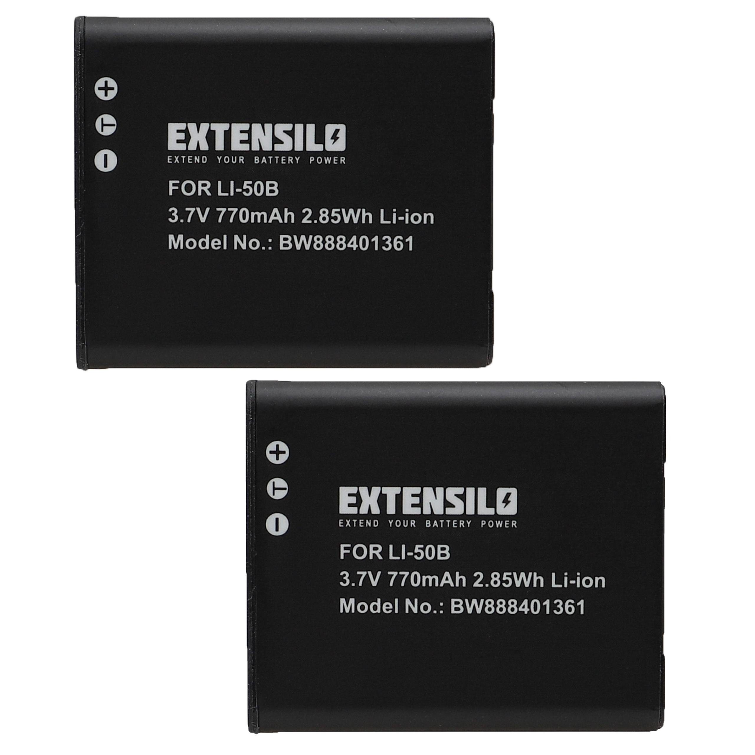 Extensilo kompatibel mit Pentax Optio WG-4 Kamera-Akku Li-Ion 770 mAh (3,7 V)