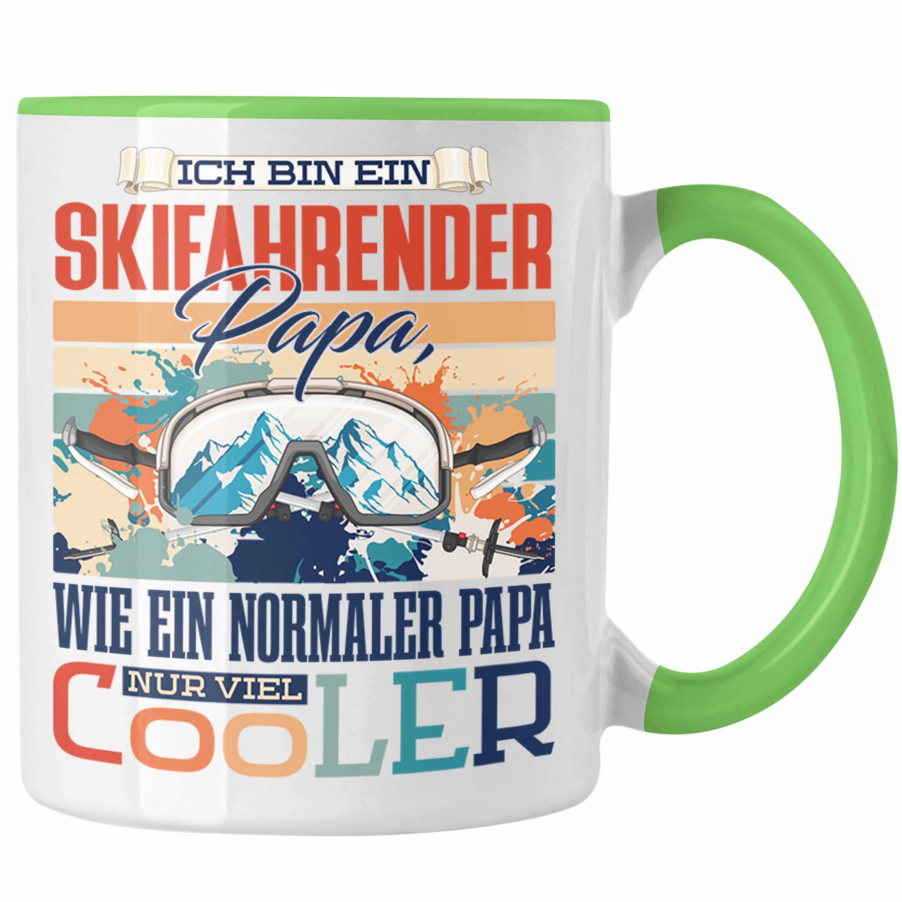 Trendation Tasse Trendation - Ski-Fahren Papa Tasse Geschenk Vater Geschenkidee zum Vat Grün
