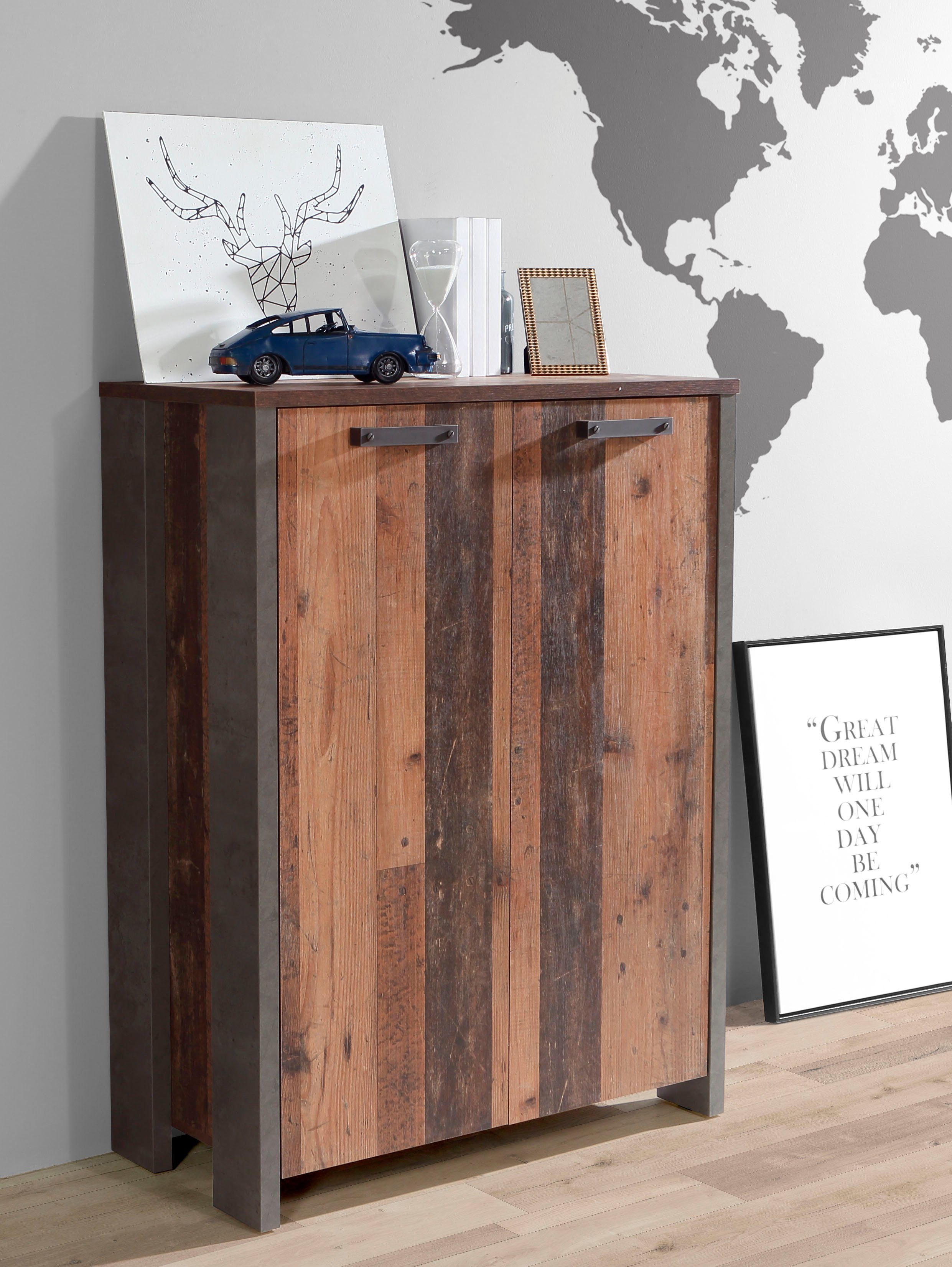 FORTE Kommode Clif, Aktenschrank im Industriestil, Breite 86 cm x Höhe 115 cm