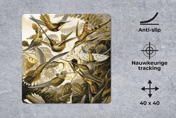 MuchoWow Gaming Mauspad Trochilidae - Ernst Haeckel - Gold (1-St), Mousepad mit Rutschfester Unterseite, Gaming, 40x40 cm, XXL, Großes