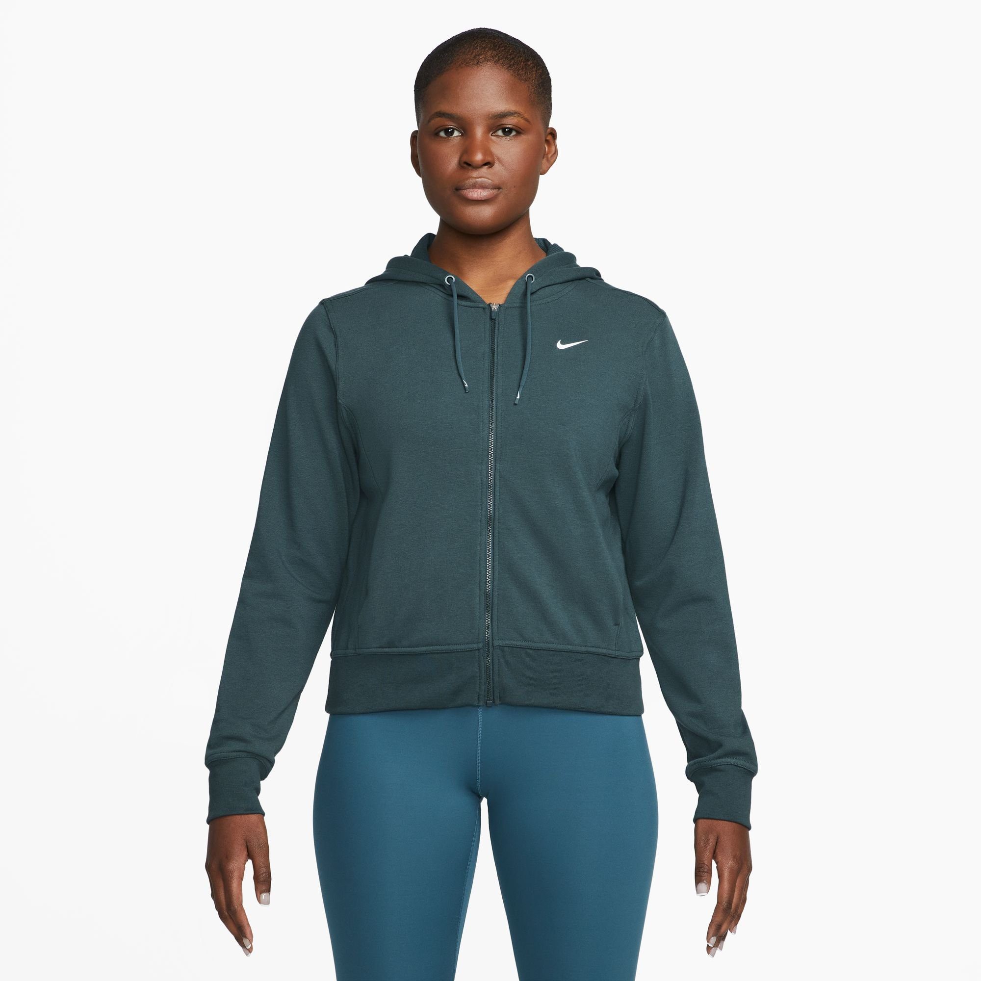 Nike Trainingsjacke DRI-FIT ONE FULL-ZIP JUNGLE/WHITE DEEP HOODIE WOMEN'S