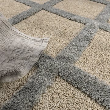 Hochflor-Teppich Hochflor Teppich Esszimmer Skandi Look Raute, Paco Home, Läufer, Höhe: 34 mm