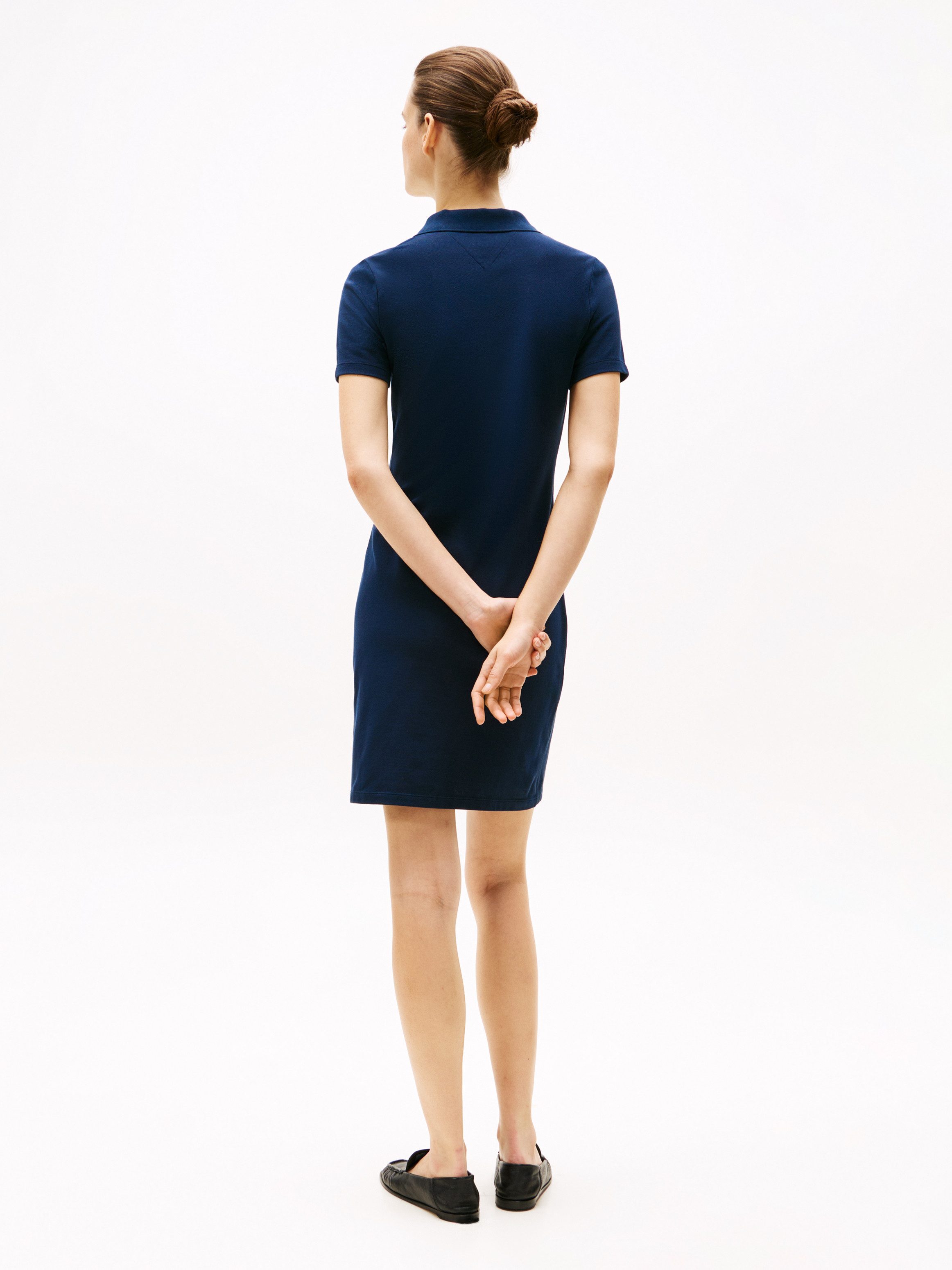 Tommy Hilfiger Polokleid SLIM OPEN NK POLO DRESS SS mit gestickter Tommy Hilfiger Flagge