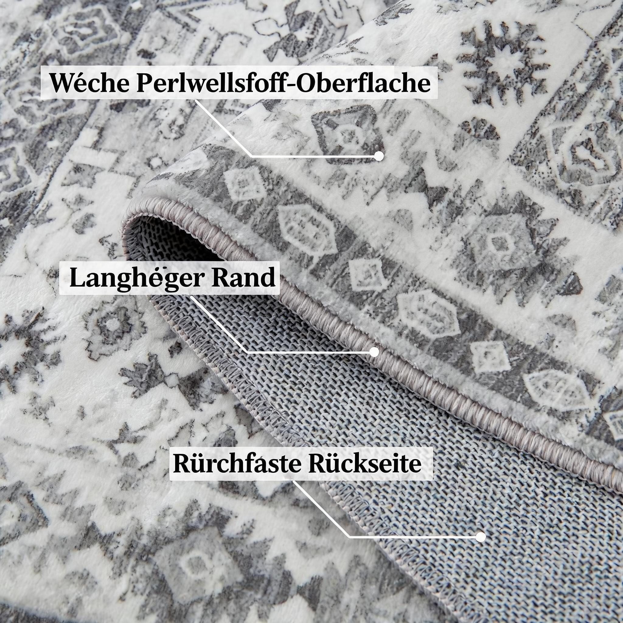 GarveeMore Teppich Waschbarer Vintage Orientteppich Designteppich Läufer Teppich, Rechteckig, Niedriger Flor, Antirutsch, für Flur, Wohnzimmer, Küche