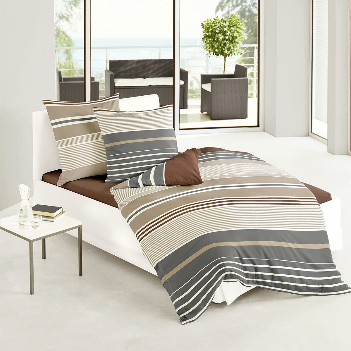 TRAUMSCHLAF Bettwäsche Tirol beige, Biber, 2 teilig, hautsympathisch und langlebig