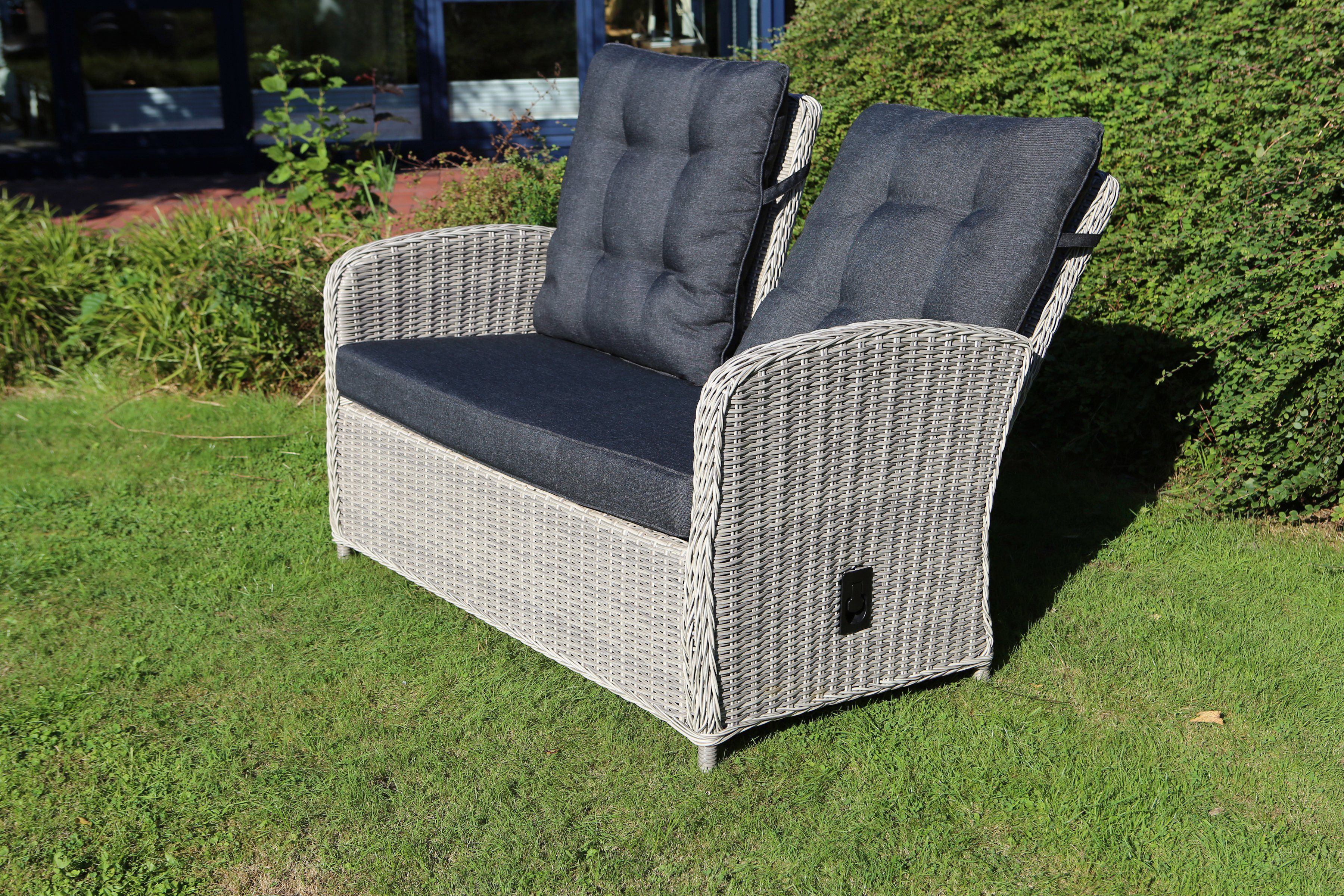 Destiny Gartenlounge-Set MERANO, (11-tlg., 1x 2er Sofa, 2x Sessel, 1x Tisch, inkl. Auflagen), Aluminium, Polyrattan
