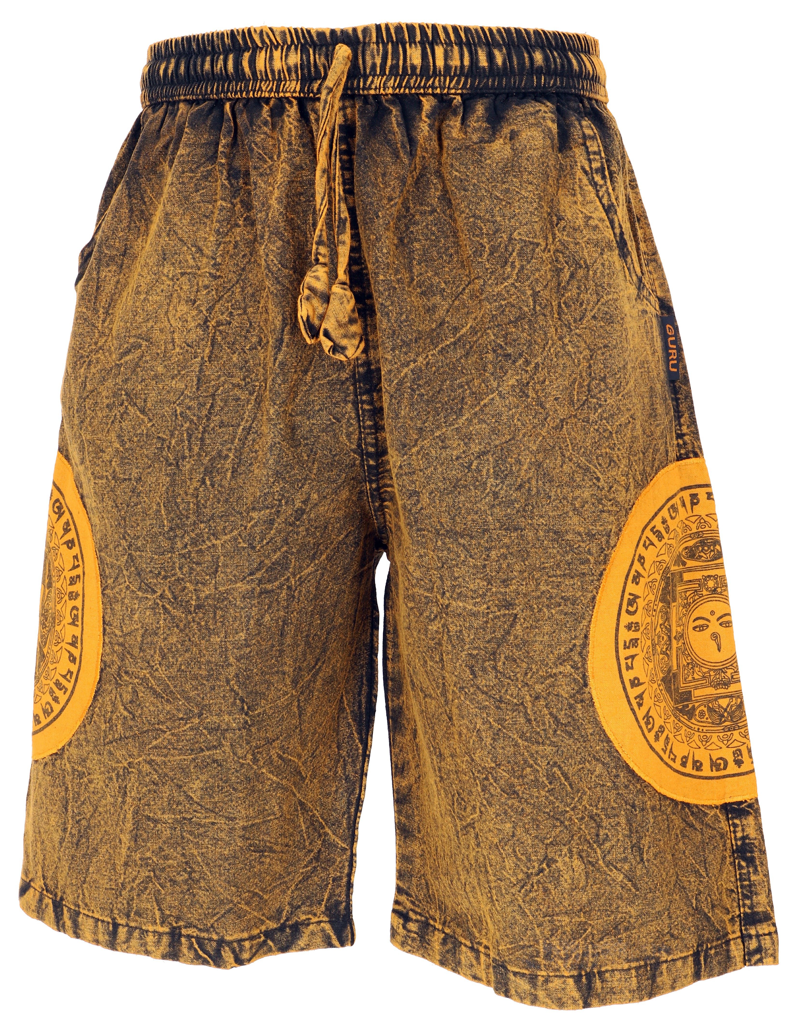 Guru-Shop Relaxhose Ethno Yogashorts, Stonwasch Patchwork Shorts.. Hippie, Ethno Style, alternative Bekleidung – Bild 2 von 5