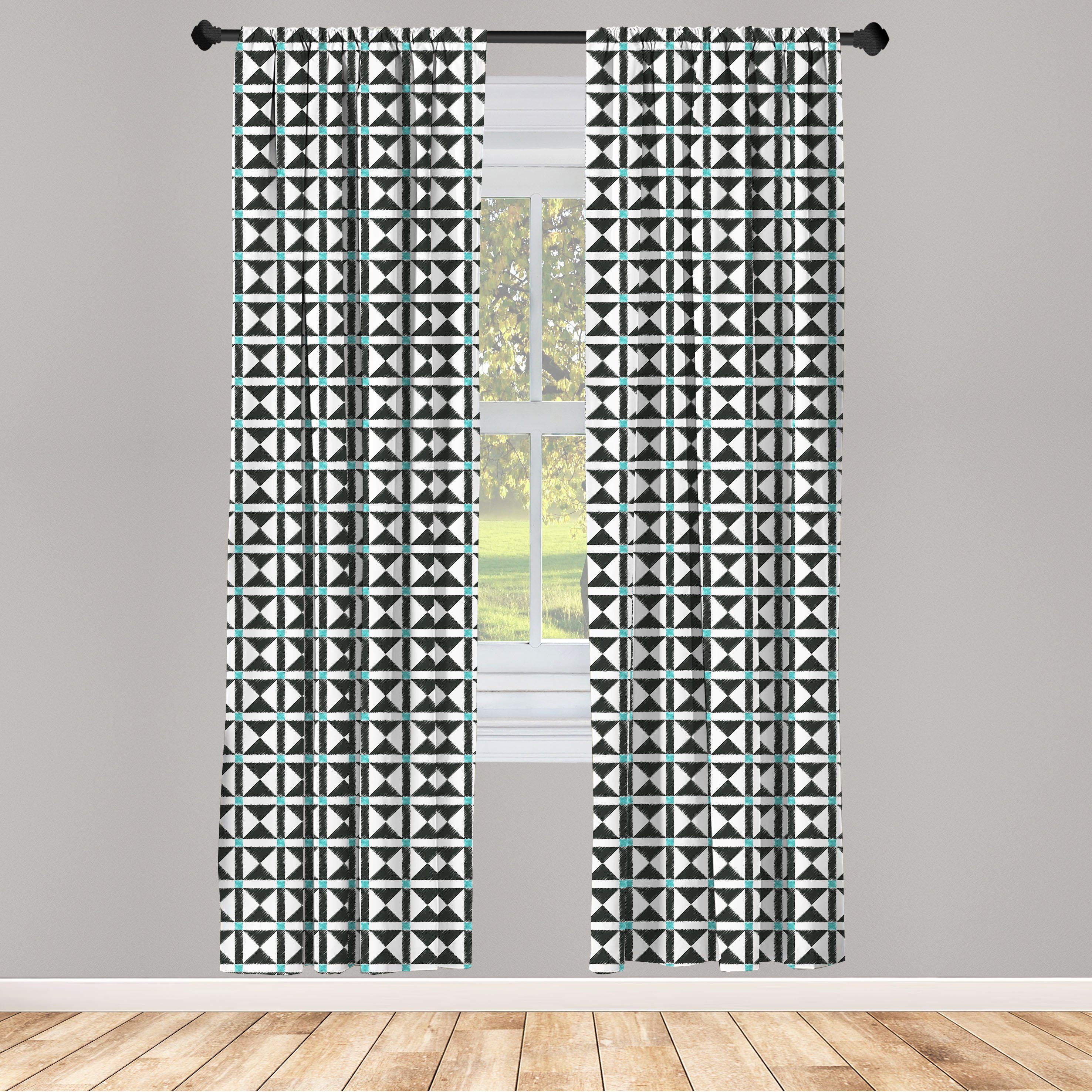 Gardine Vorhang für Wohnzimmer Schlafzimmer Dekor, Abakuhaus, Microfaser, Geometrisch Skizze Blick Linien Kunst