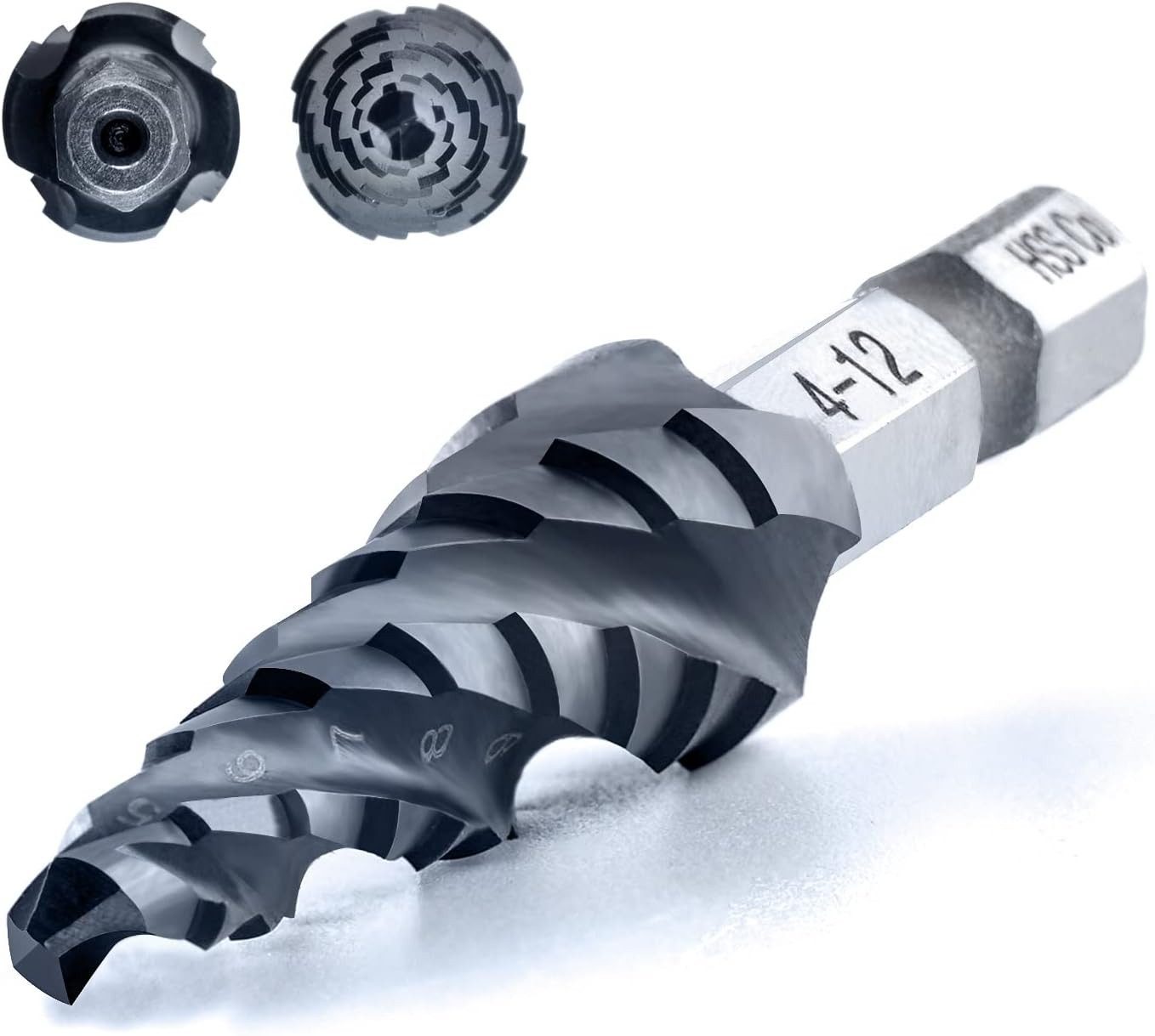 Toolant Metallbohrer Toolant HSS Stufenbohrer 4-12mm, Spiralnut, für Metall & Holz, (Einzelbohrer, 1-teilig), TiAlN-Beschichtung,Kobalt HSS, 90 Tage Geld-zurück-Garantie