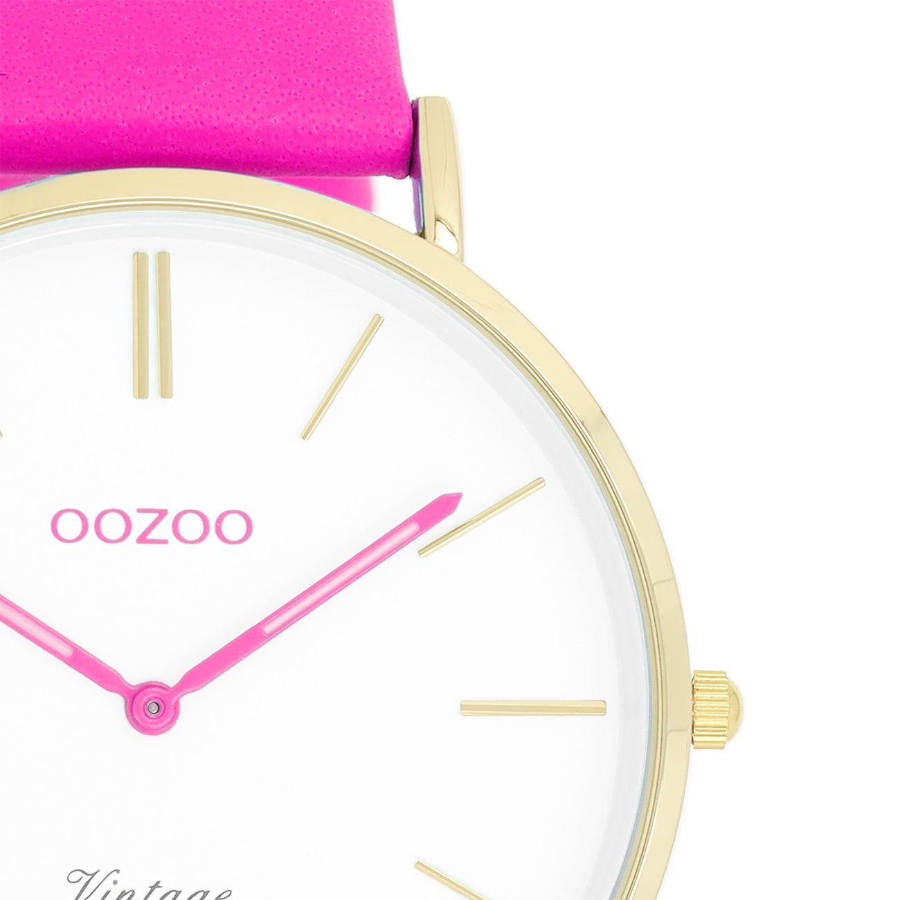 OOZOO Quarzuhr Oozoo Damen Armbanduhr Vintage Series, Damenuhr rund, groß  (ca. 40mm), Lederarmband pink, Fashion