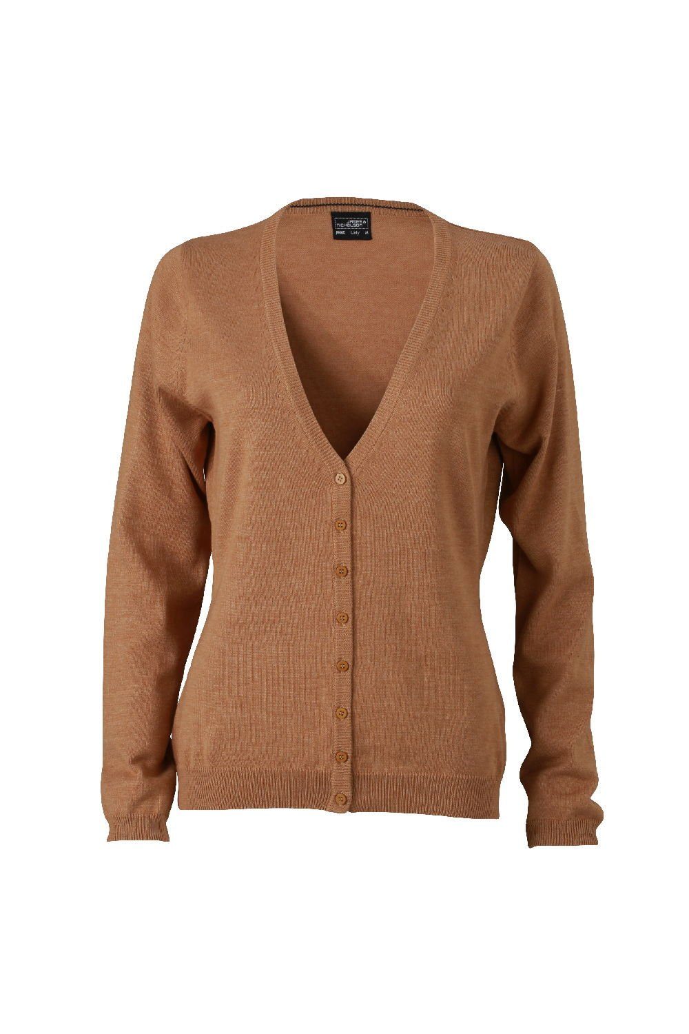 James & Nicholson Cardigan JN Damen Leichte Strickqualität Cardigan 660 camel V-Neck