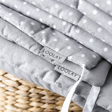 Loolay Bettnestchen PREMIERE! Taupe BRAUN Punkte Bettumrandung 420, 360, 210, 180 x 30cm, (Babynestchen Bettsprossen Kopfschutz Baby Ausstattung Neugeborene Premium GECHENK, 100% Baumwolle Babybett Bettschutzgitter Umrandung), LOOLAY® - 100% Europäische Stoffe und Kleinserien-Nähen!