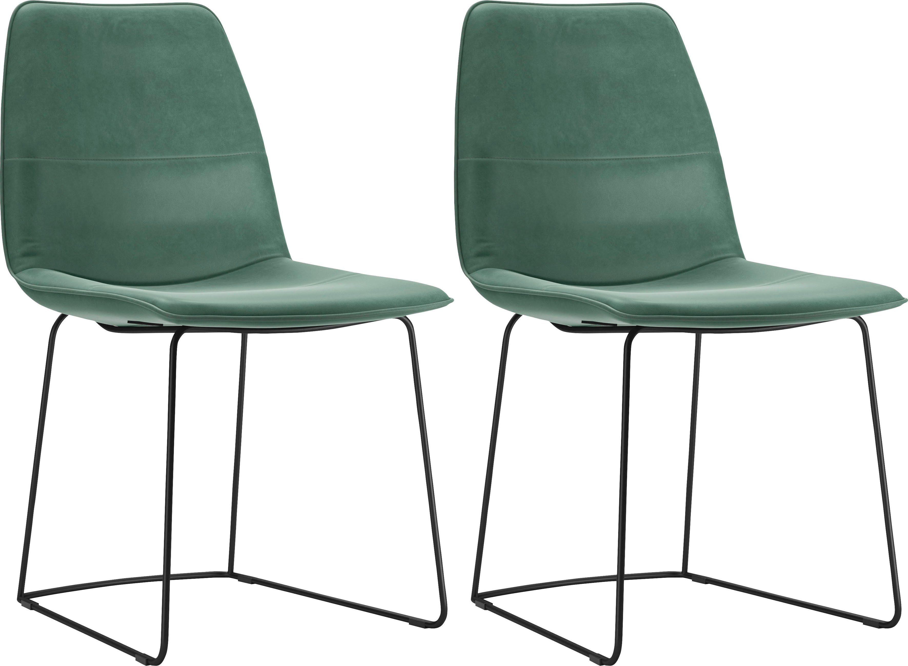 freistil ROLF BENZ Schalenstuhl 117 (2 St), mit schmalem Metallgestell in Schwarz, ohne Armlehne
