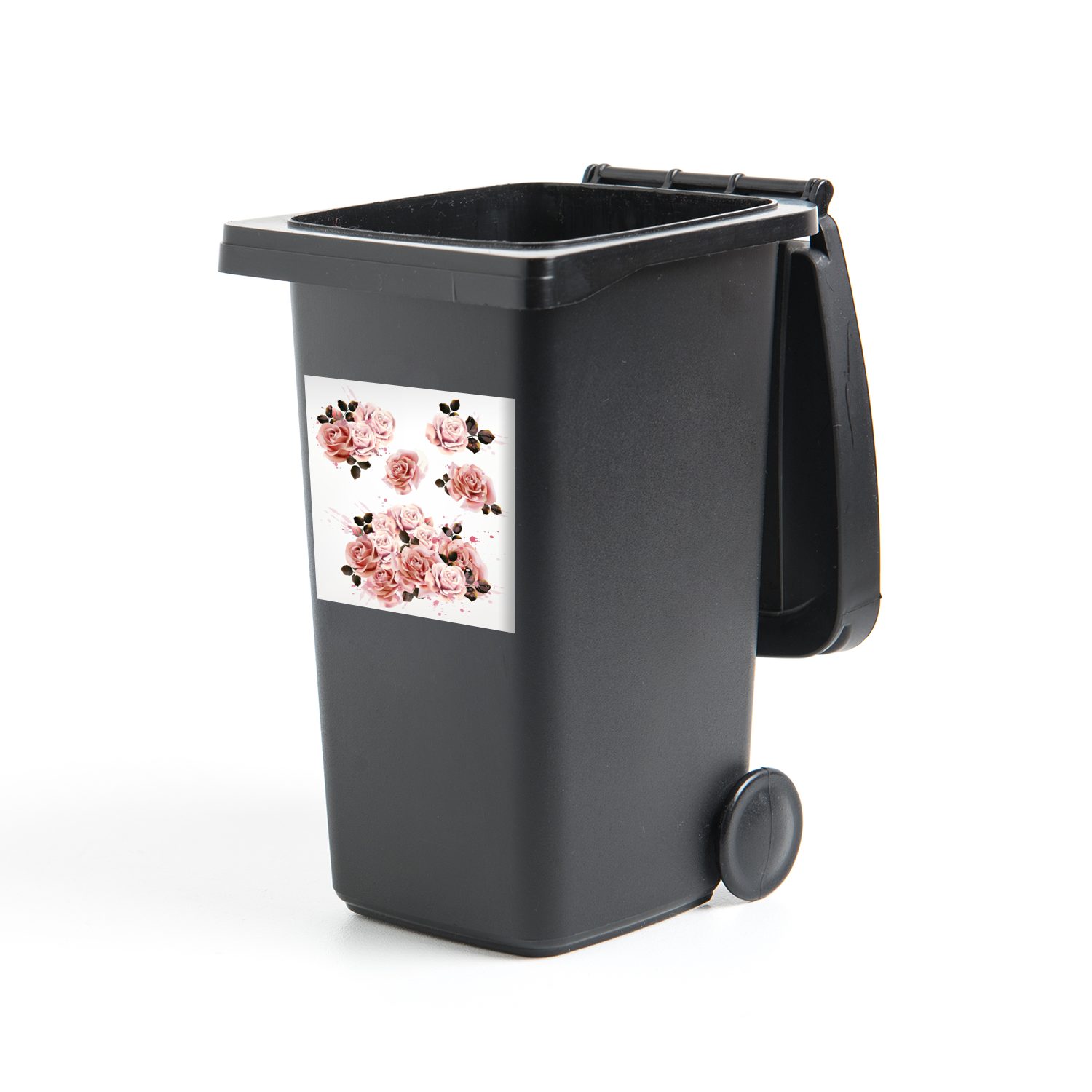MuchoWow Wandsticker Rosen - Rosa - Farbe (1 St), Mülleimer-aufkleber, Mülltonne, Sticker, Container, Abfalbehälter