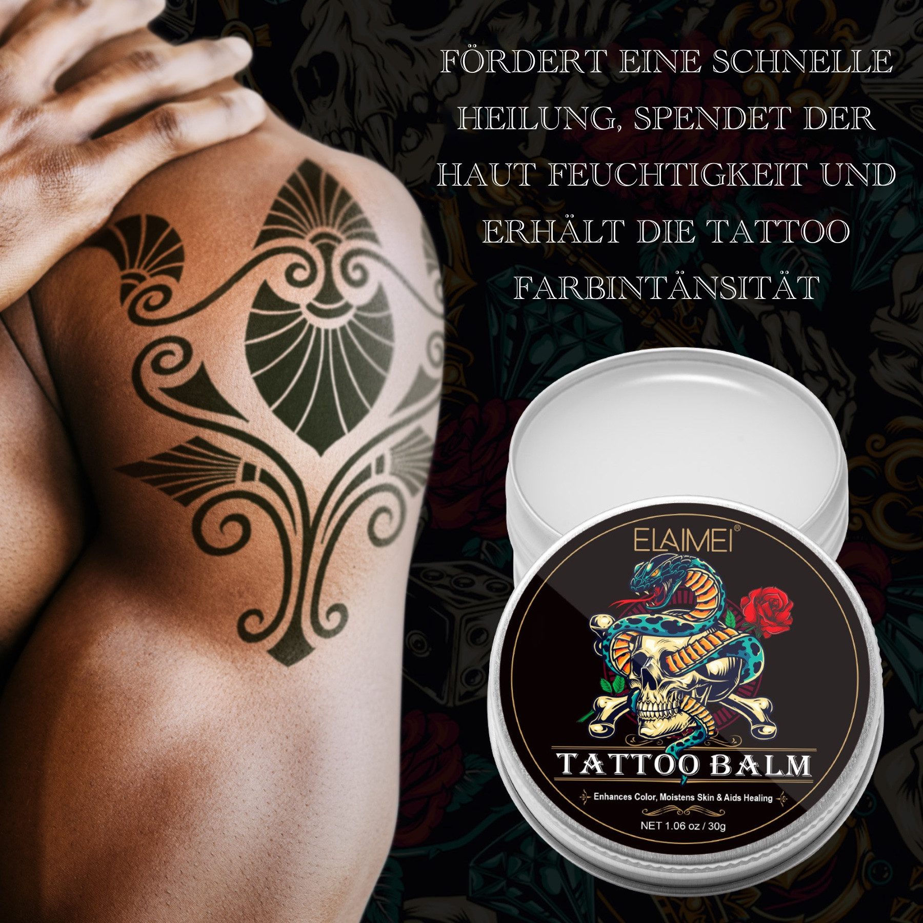 P-Beauty Cosmetic Accessories Hautcreme Tattoopflege Balsam Tattoocreme Aftercare Tattoo Tägliche Pflege Creme, 1-tlg.