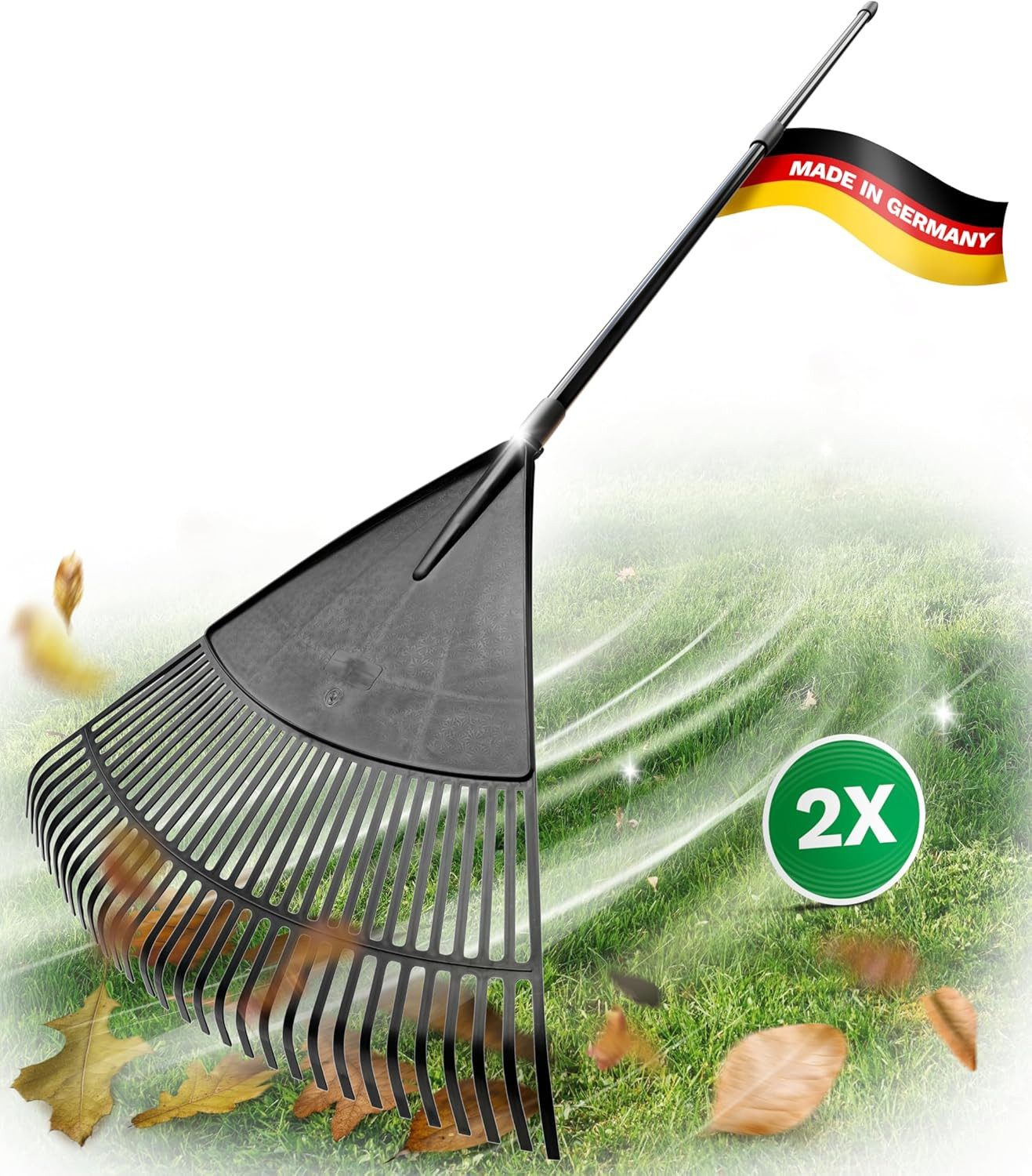 Novatool Kehrgarnitur 31039-19444-2x, (2-tlg), Novatool 2X Laubbesen mit Teleskop-Stiel bis 152cm, Laubfeger mit 30 K