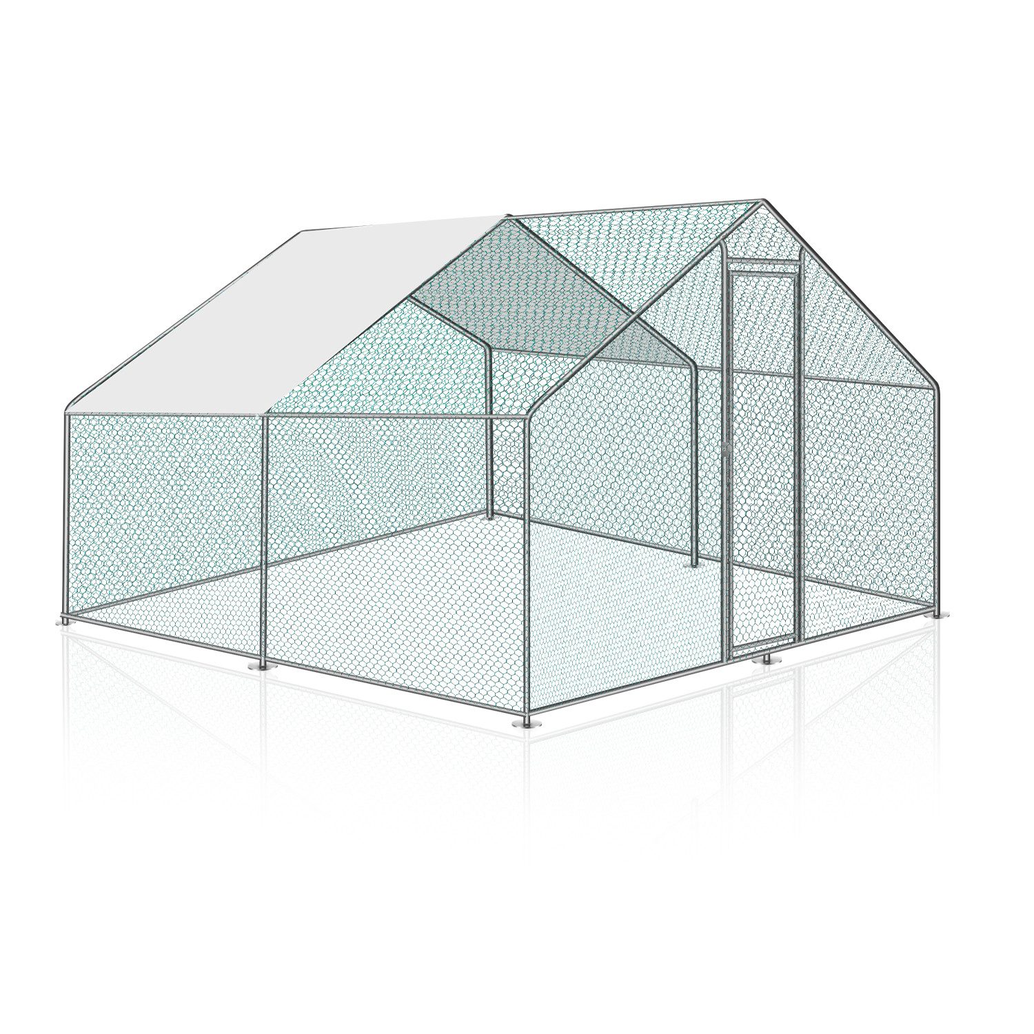Clanmacy Hühnerstall 3x3x2m Hühnerstall Hühnerhaus Dach Geflügelstall Verzinkter