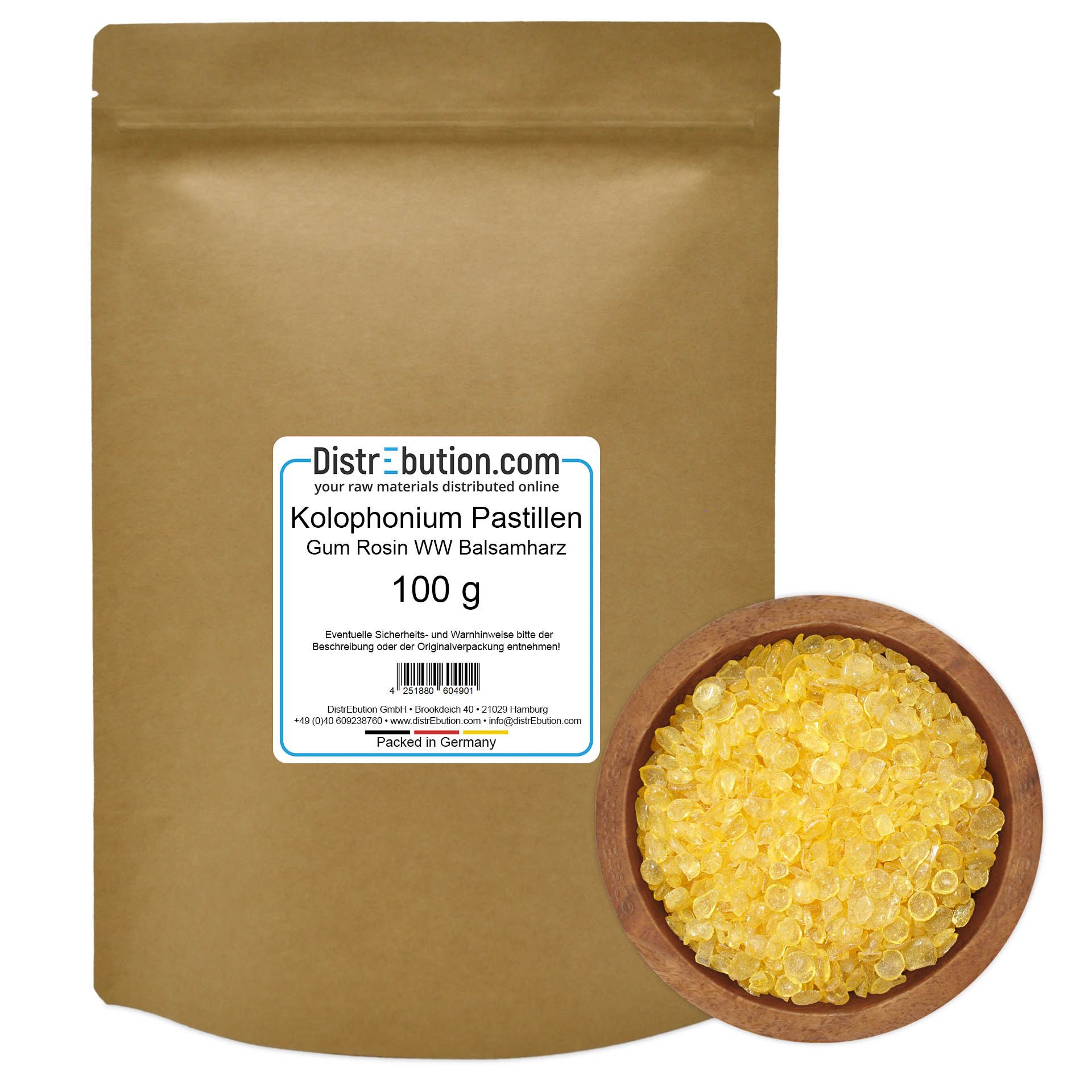 DistrEbution Lötkolben Kolophonium 100g-25kg Balsamharz in Hohe Qualität, Gum Rosin WW, Für Löten und Geigen