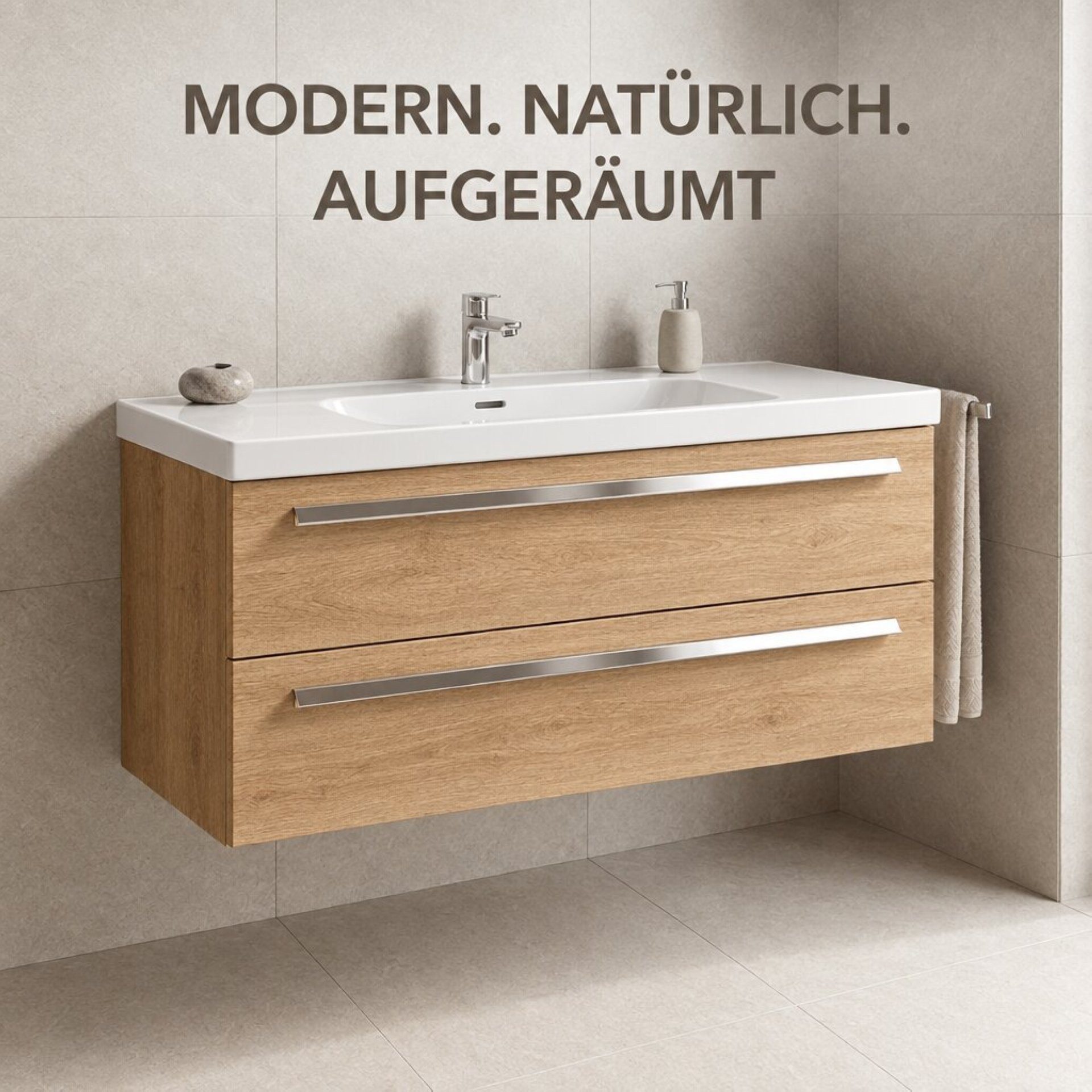 BADEDU Badmöbel-Set Badmöbel Set, Waschtisch, Waschbecken Keramik, Unterschrank