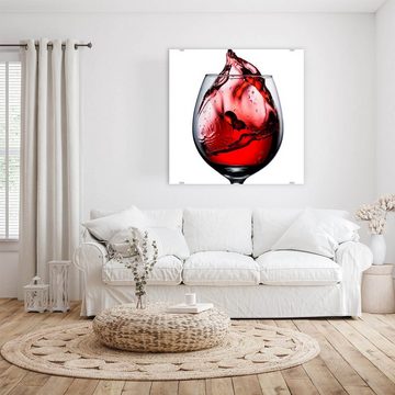 Primedeco Glasbild Wandbild Quadratisch Rotwein Splash mit Aufhängung, Getränke