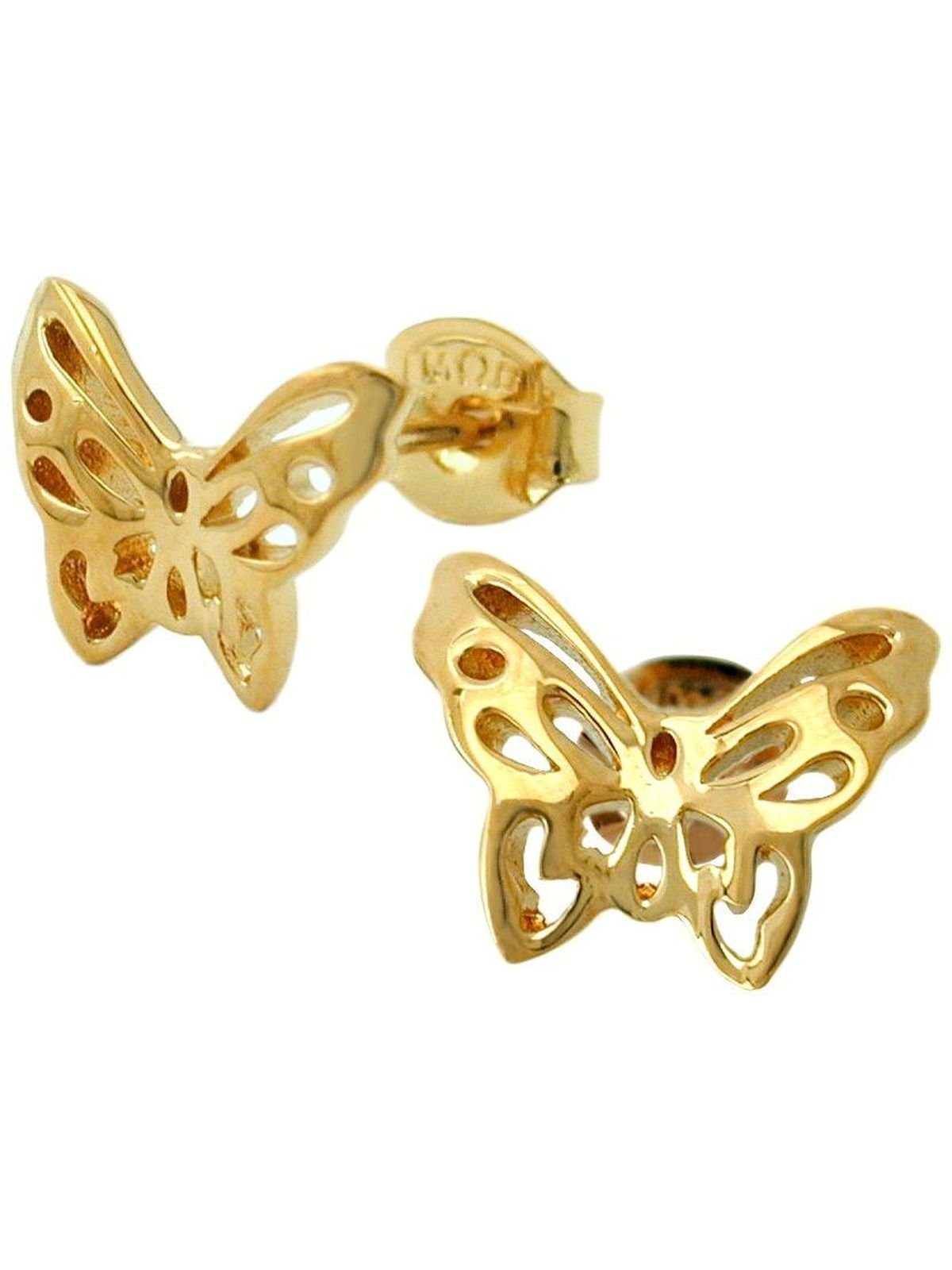 Gallay Paar Ohrstecker Ohrring 7x10mm Schmetterling vergoldet 3 Mikron (1-tlg)