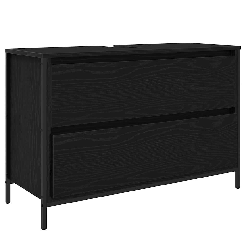 vidaXL Badezimmerspiegelschrank Waschbeckenunterschrank mit Schubladen Schwarz Eichen-Optik (1-St)