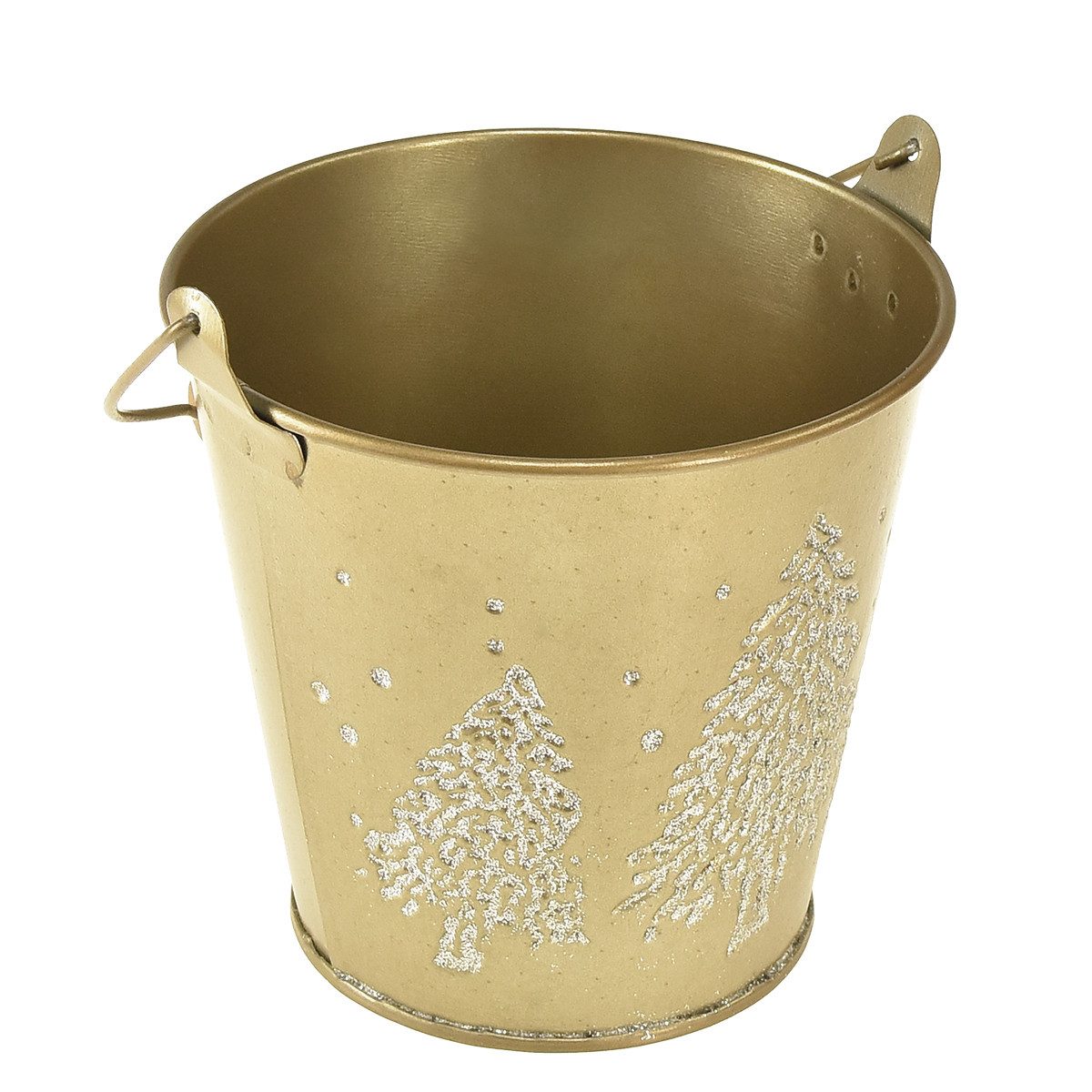 Florists Products Übertopf Festlicher Deko-Übertopf mit Tannenbäumen aus Metall