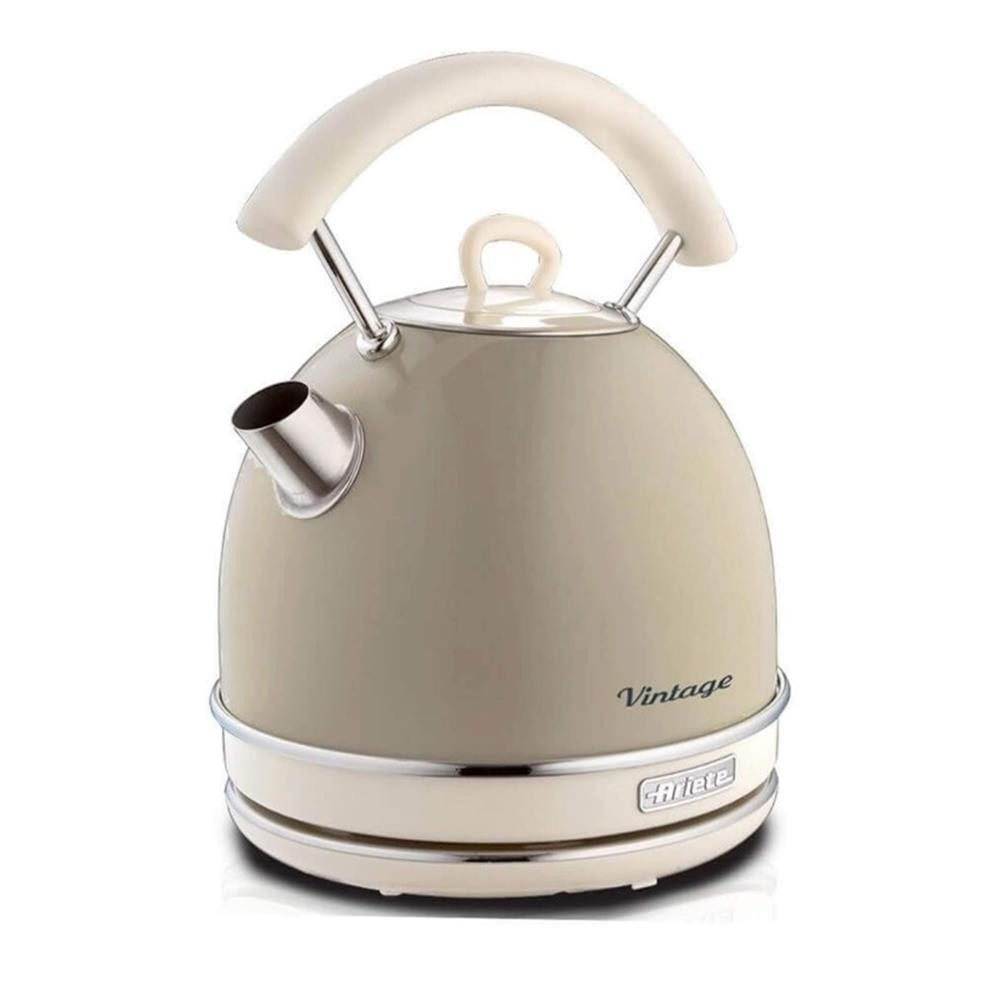 Ariete Wasserkocher 2877 elektrischer Wasserkocher beige 1,7 L Vintage Design 2000 W, 2000 W, Teekocher, Heißwasserbereiter, Retro-Küchengerät, Kalkfilter