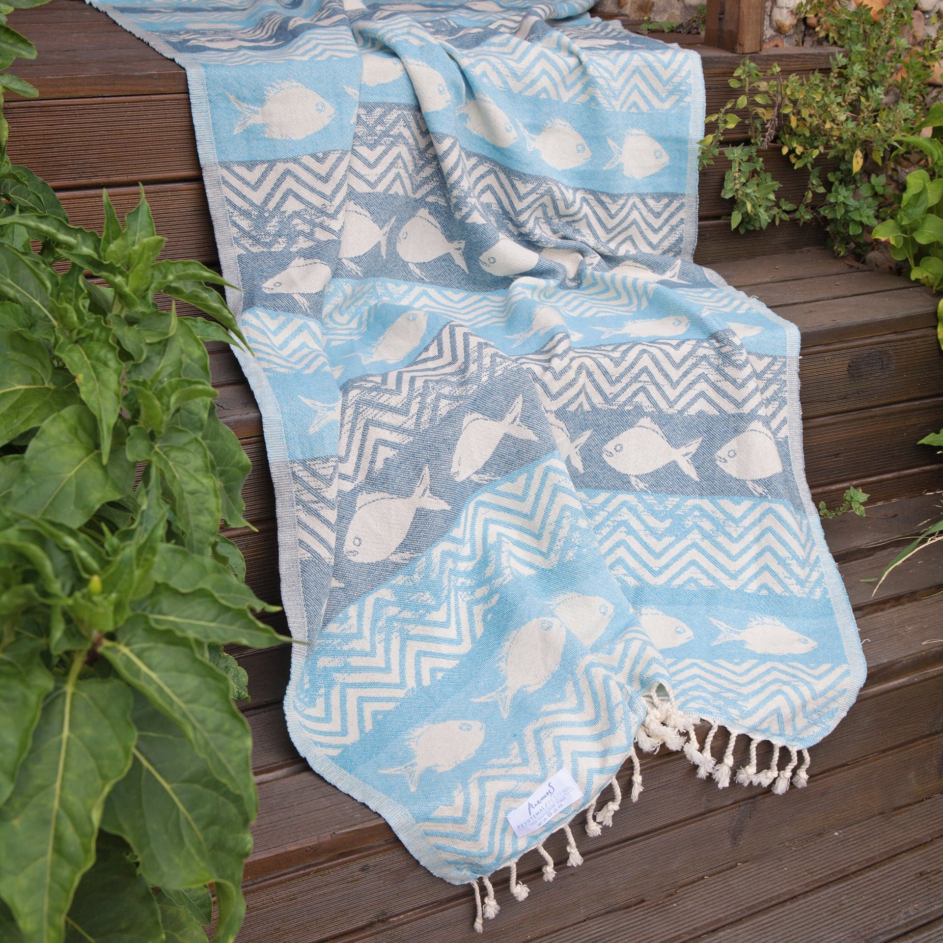 ANEMOSS Strandtuch Anemoss Strandtuch 100x180 cm Hamamtuch Peshtemal Baumwolle, (1-St) – Bild 2 von 5
